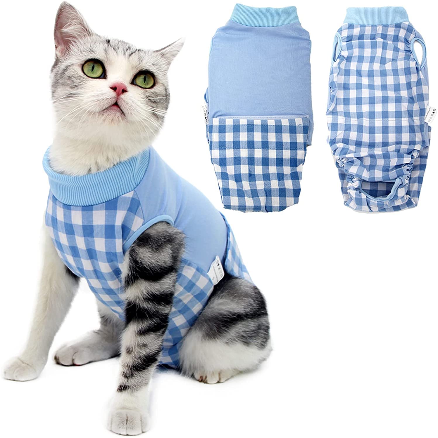 Cat’s Recovery Suit for After Surgery Protecting Anti-Licking Wound Clothes for Kitten Professional Surgical Shirt for After Spay Wear Pet E-Collar Substitute-M