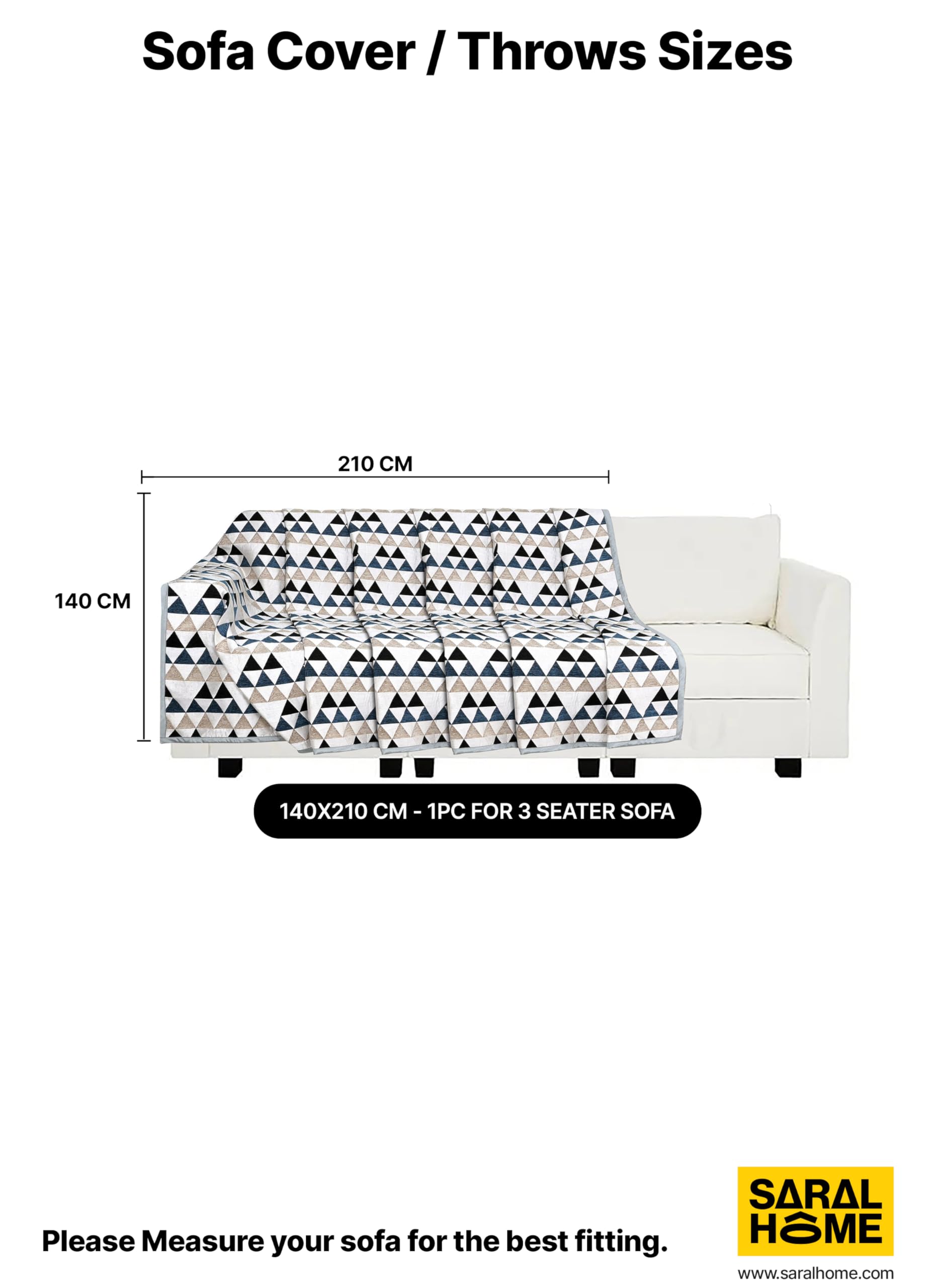 SARAL HOME EASY LIVING Saral Home Chenille 3 Seater Sofa Cover Throw (Brown, 140x210 cm) 3