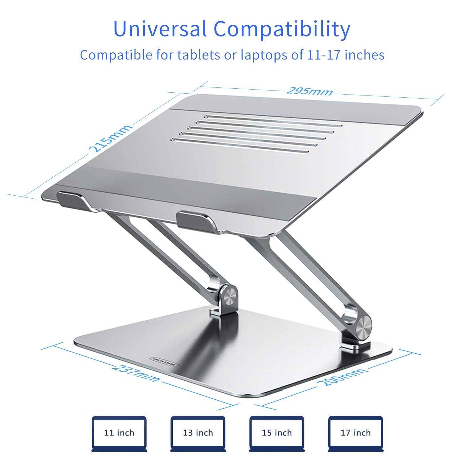Nillkin - Supporto per computer portatile, con silicone antiscivolo e ganci protettivi, supporto regolabile da scrivania in alluminio per MacBook, Surface e altri notebook da 11 a 17 pollici