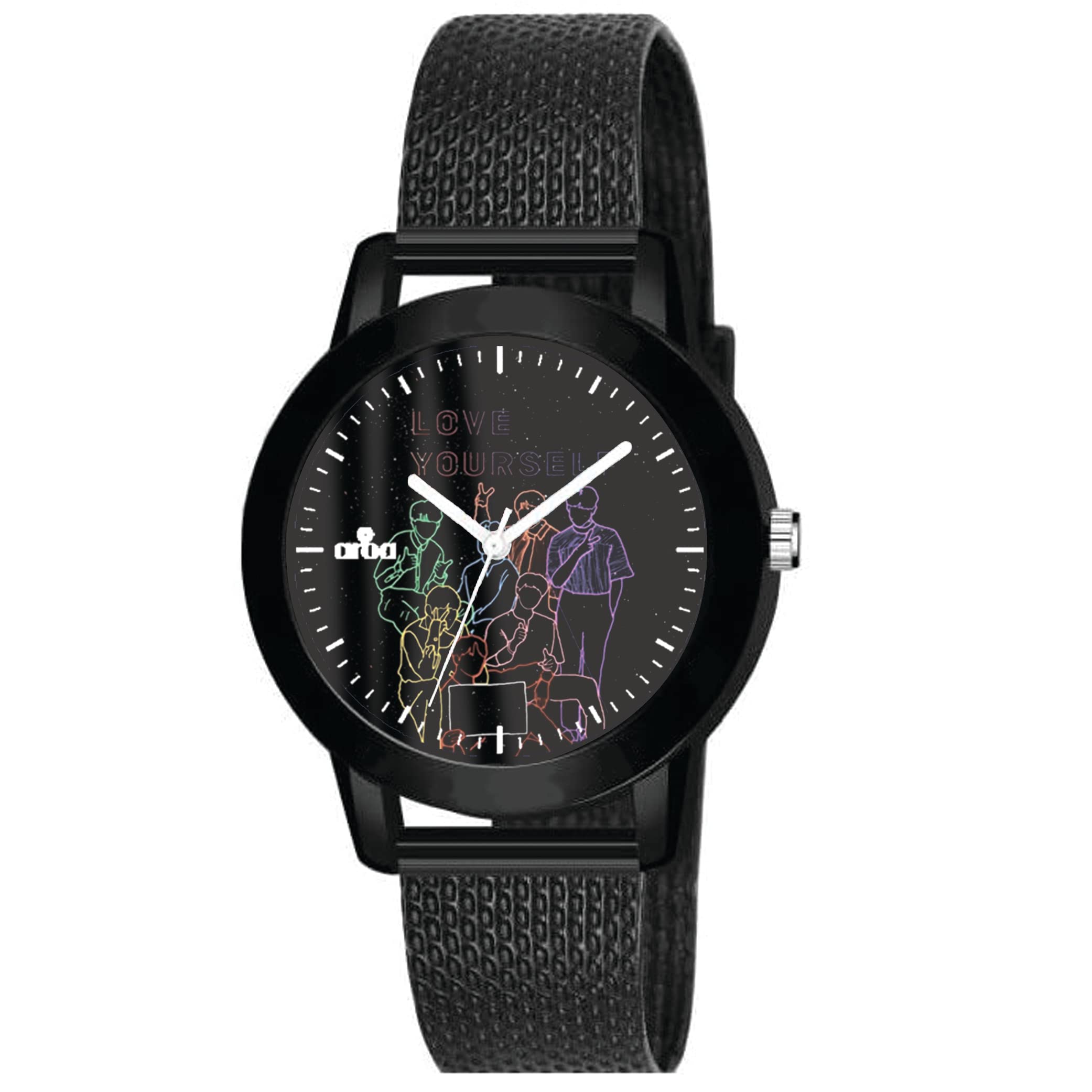 AROA Watch for Womens with BTS Korean Group Love Yourself Model : 303 in Black Metal Type Rubber Analog Watch Black Dial for Women Stylish Watch for Girls (B0C2J65YRD) Amazon Price History, Amazon Price Tracker