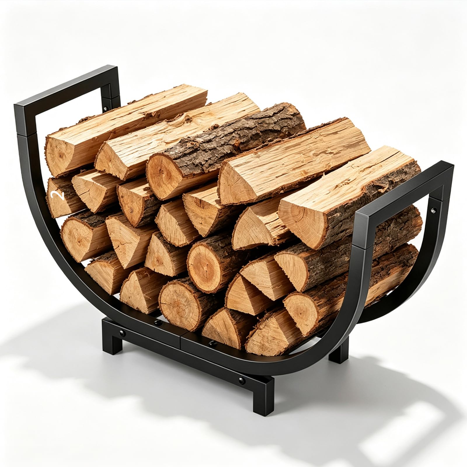 Curved Log Basket for Fireplace, Heavy Duty Firewood Rack Indoor Outdoor