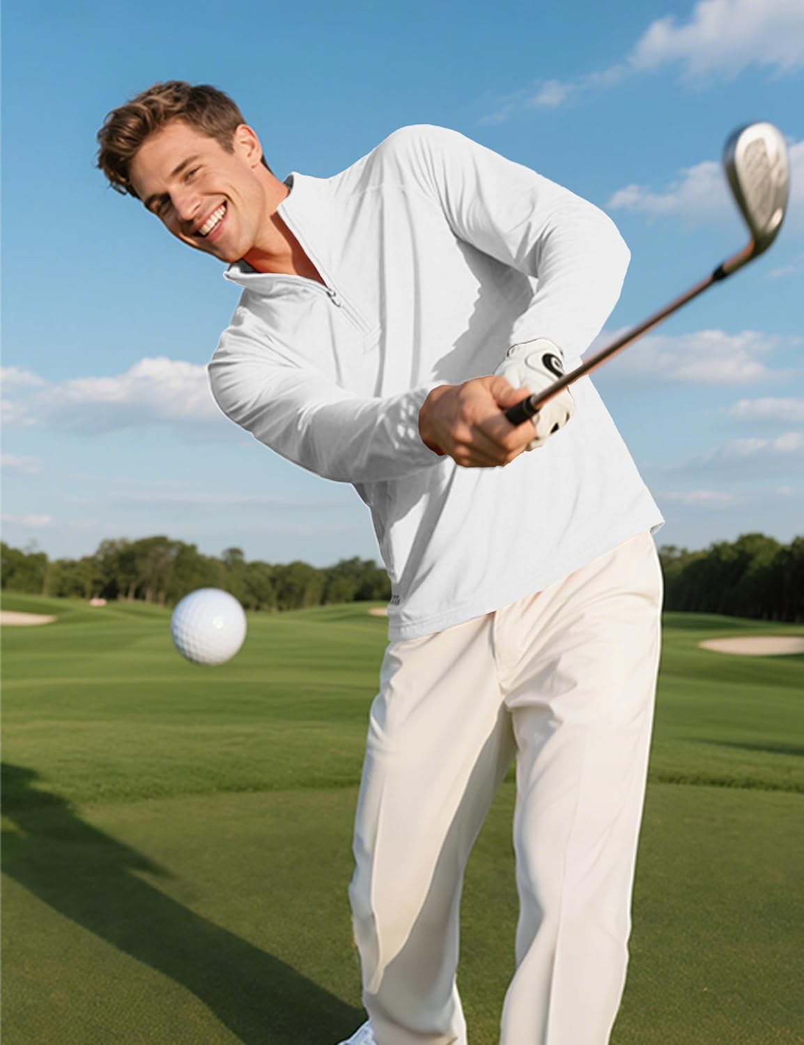 KINSWT Mens UPF 50+ Sun Shirt Long Sleeve 1/4 Zip SPF UV Protection Lightweight Quick Dry Quarter Zip Golf Shirt - Image 3