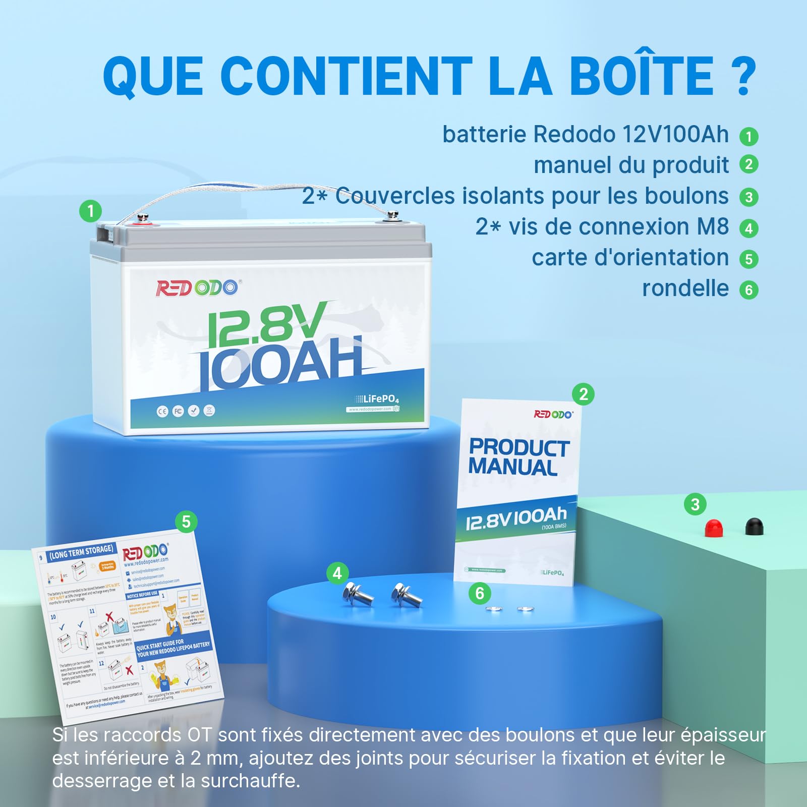 Redodo 12V 100Ah Batterie Lithium 1280Wh Batterie LiFePO4 Plus 101% d'Energie Utilisable pour Caravanes/Bateaux/Camping-Cars/Maison Solaire/Hors-Réseau