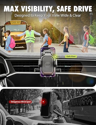 Miniatura 6 de Bracketron OneClick - Soporte universal para teléfono celular con ventosa, soporte de teléfono celular con rotación de 360 grados para iPhone,