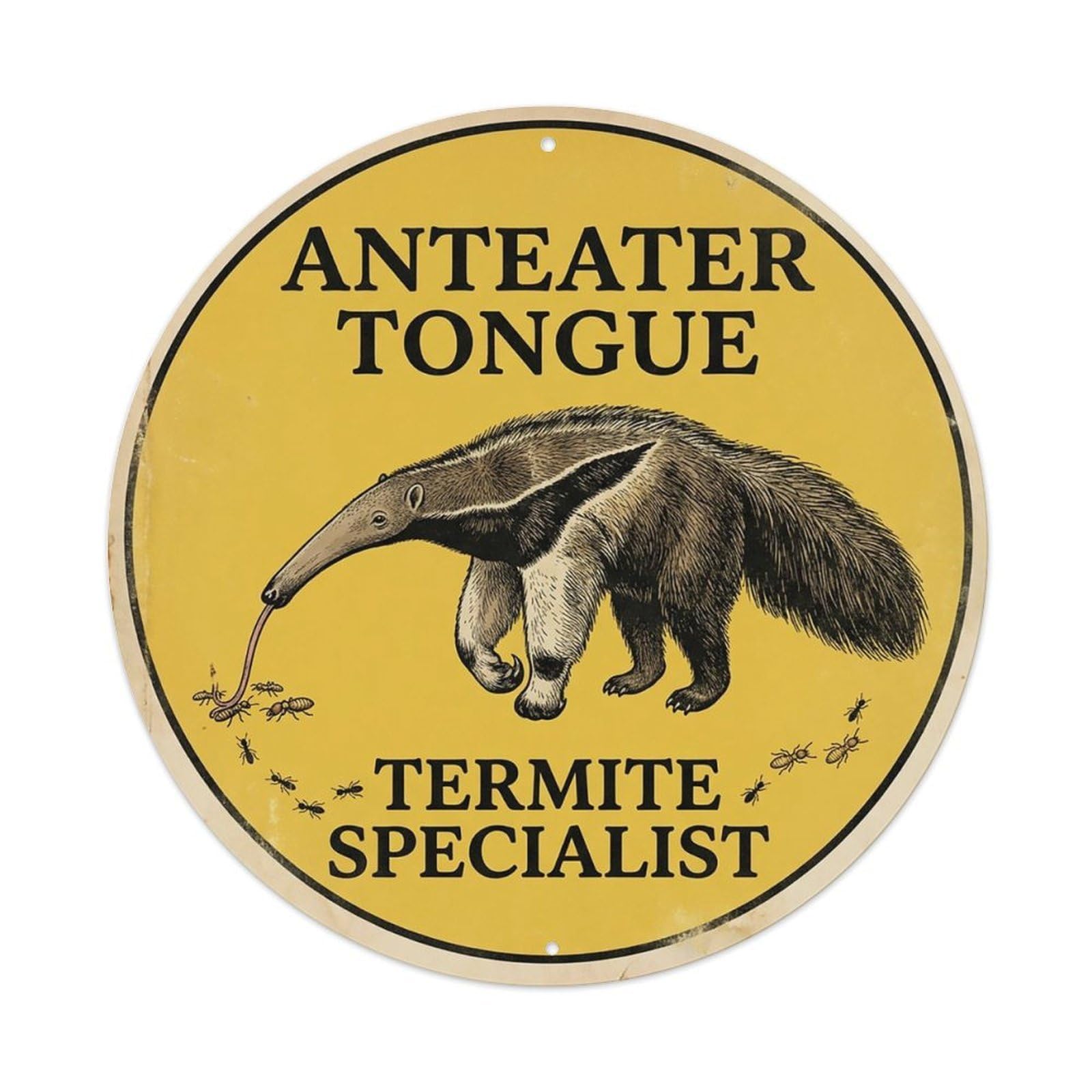 Odgynaw 8X8inch(20X20cm) Anteater Tongue Termite Specialist Metal Tin Sign