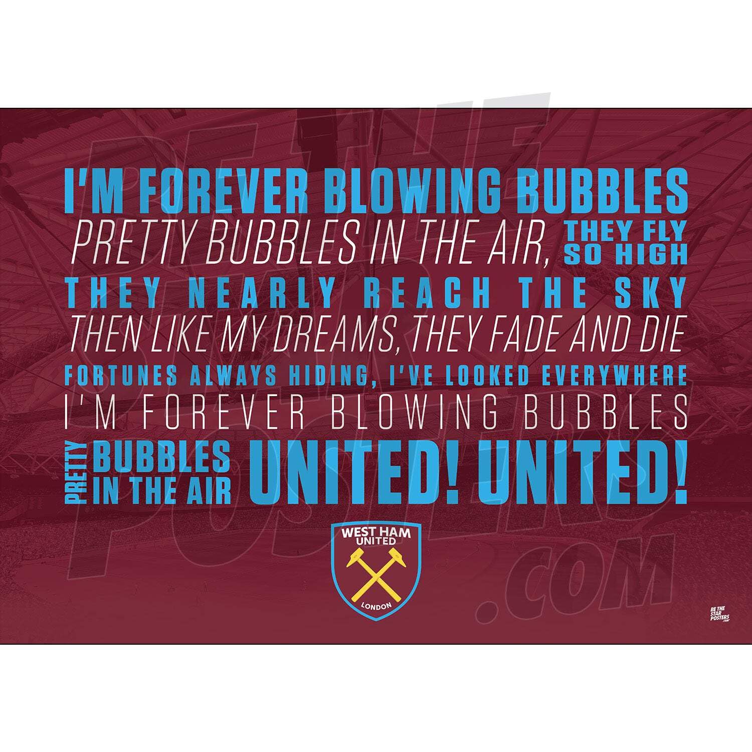 West Ham United FC Chant Poster Unframed A2