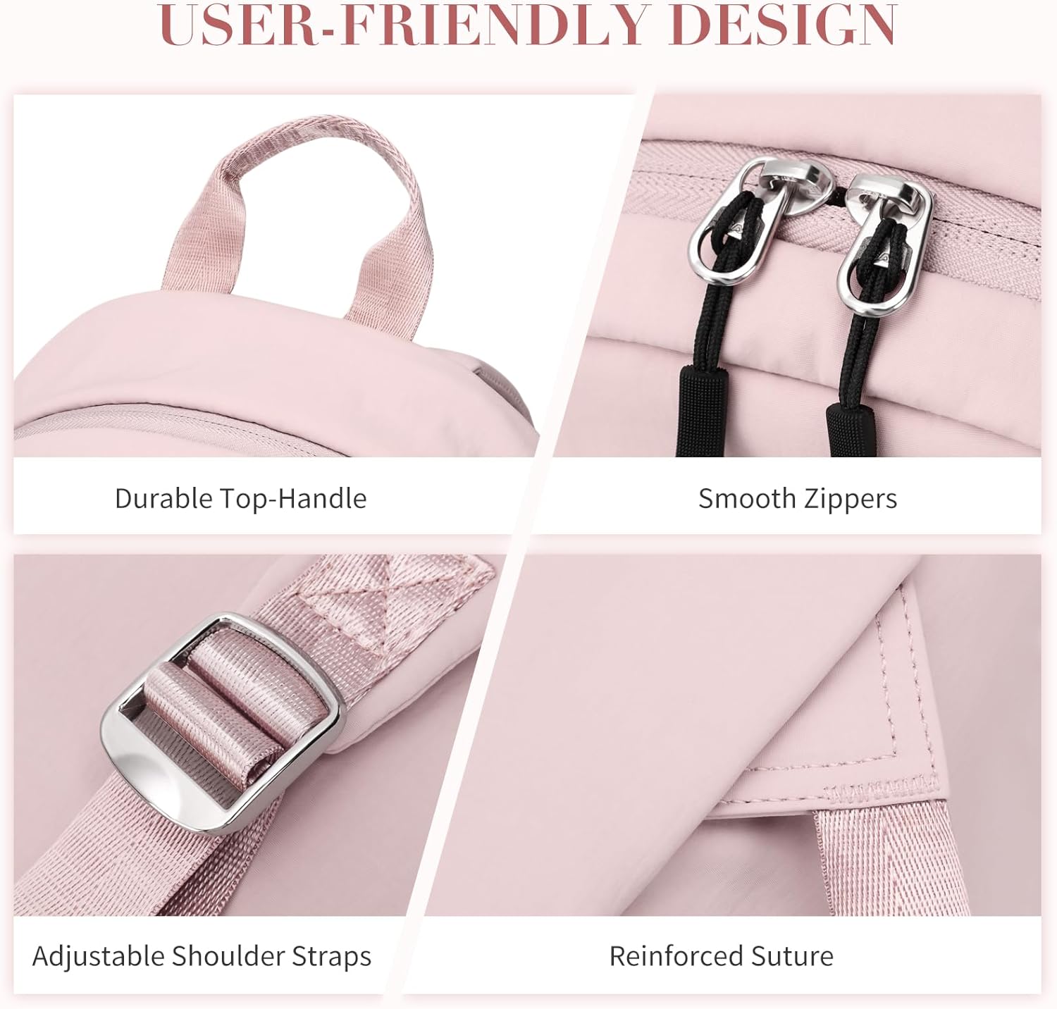 Mini Backpack for Women Fashion Small Backpack Purse Lightweight Daypack for Work Travel Daily,Pink - Image 5