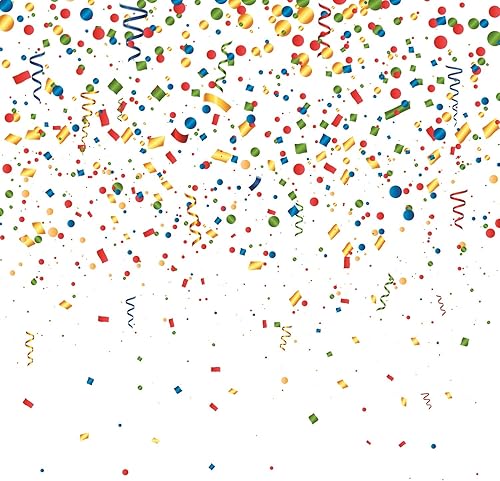 Telón de fondo de cabina de fotos de feliz cumpleaños, decoración de fiesta de confeti colorido para niños y adultos (6 x 6 pies)