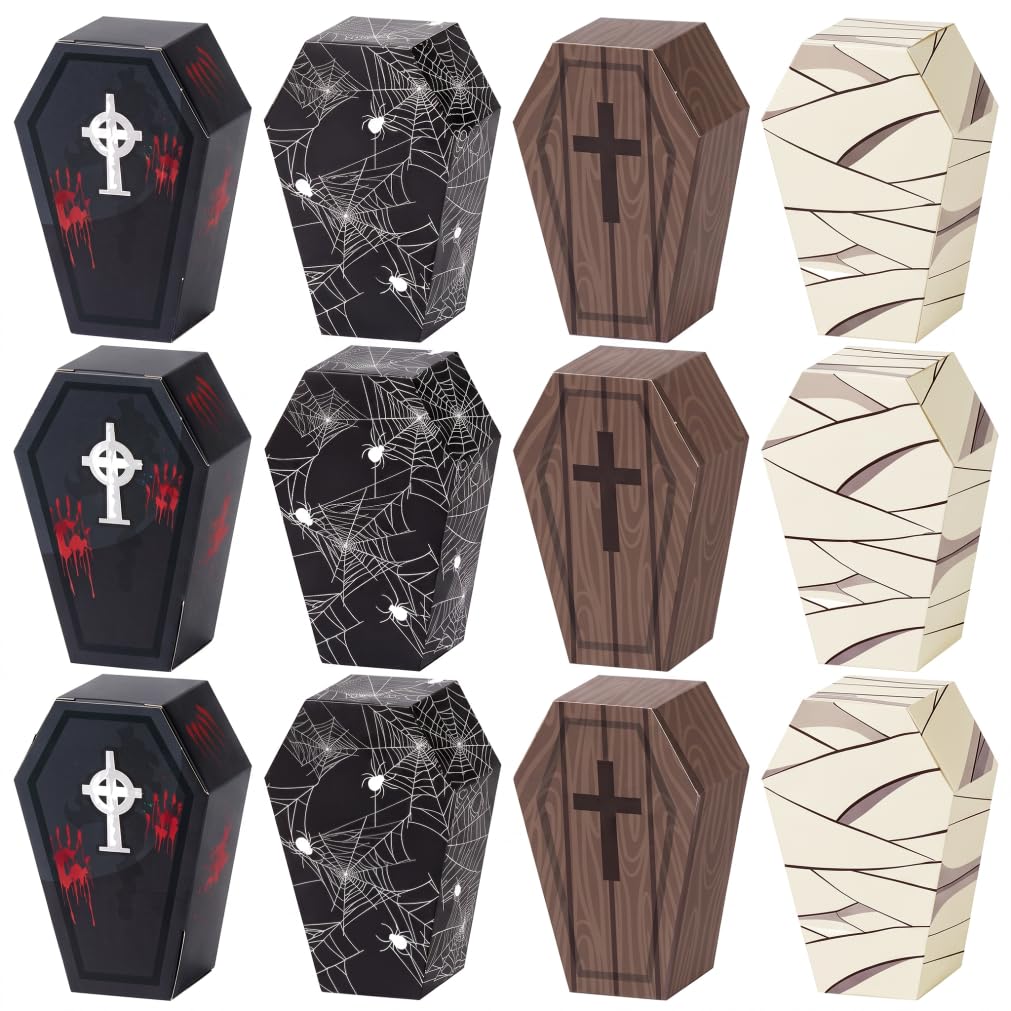Xdyyjrasa Mini Coffin Treat Boxes 12 Pack Fun Black