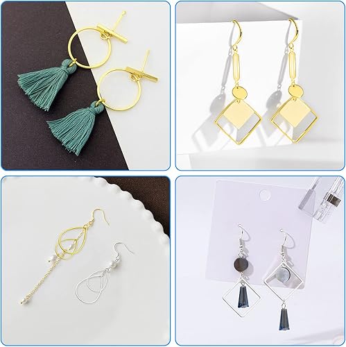 Miniatura 6 de 120 aretes de aro para hacer joyas, 3 formas, arete de encontrar arete hipoalergénico con forma de lágrima, cuadrado, círculo, redondo, a granel,