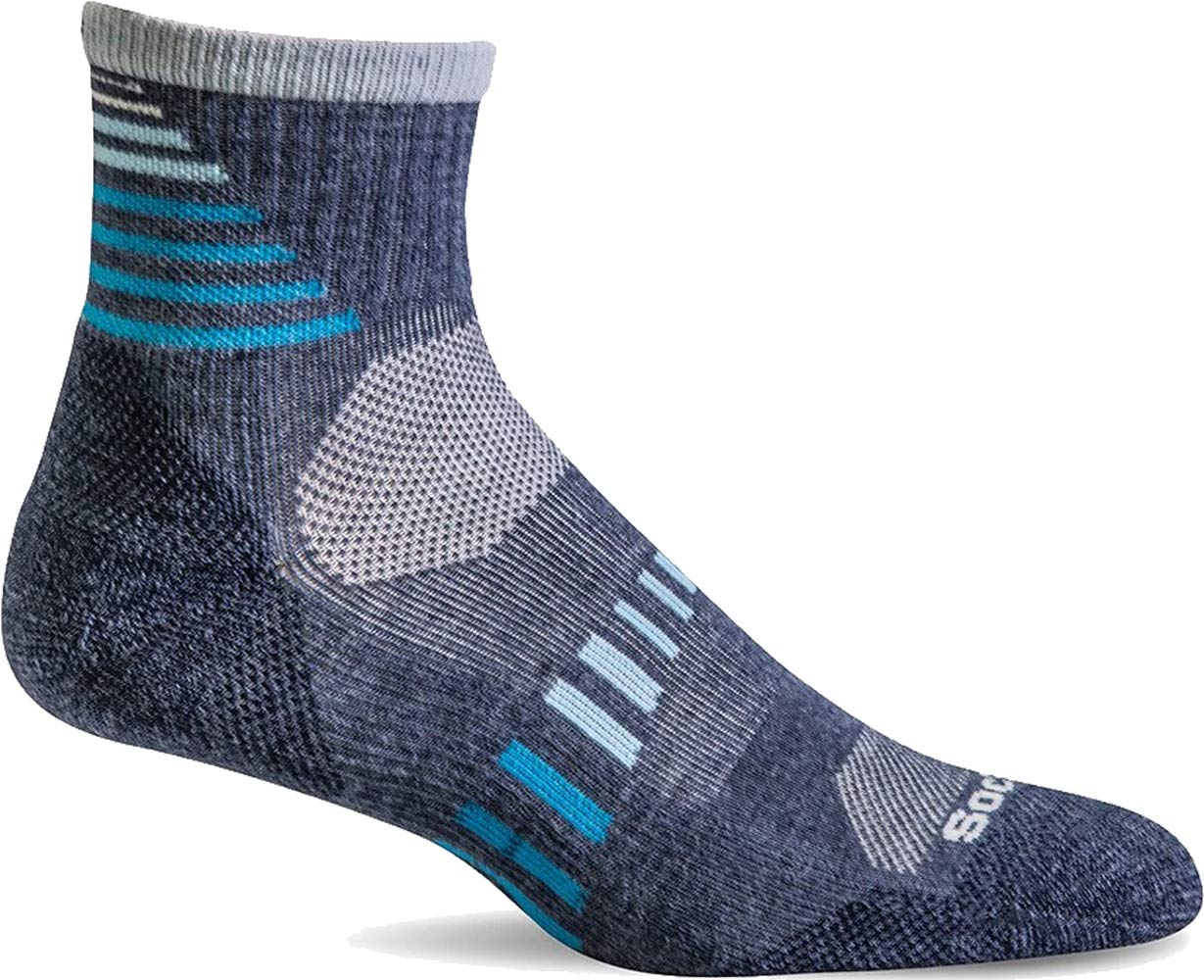 SockwellWomen's Ascend II Quarter Moderate Compression Construction Socks, Denim - Small/Medium