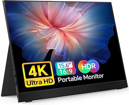 MNN 4K Portable Monitor 15.6 3840x2160 UHD USB-C HDMI Laptop Monitor, 100% Adobe RGB IPS Computer Gaming Display HDR Travel Monitor w/Speakers & Smart Cover for Laptop Xbox PS5 Switch PC Phone