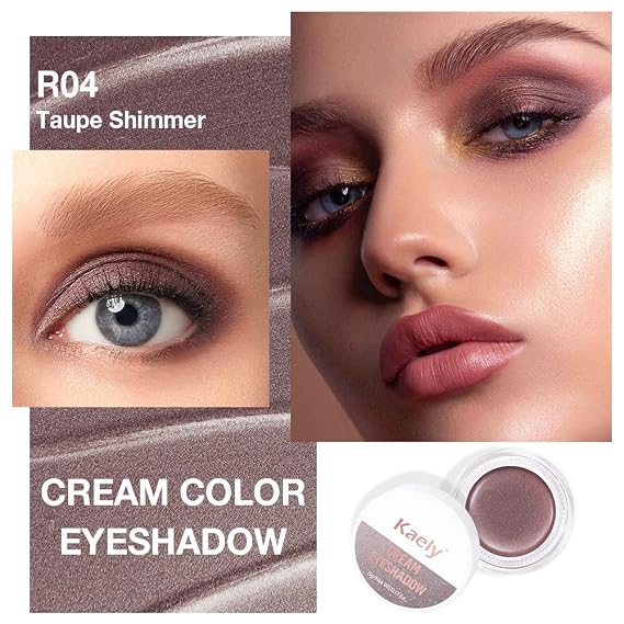 FeiCuiYun Cream Glitter Taupe Shimmer Metallic Eyeshadow Palette Makeup, Natural Single Mini Instant Holographic Eyeshadow For Women, Sombras Crema Para Ojos, Talc, Paraben & Cruelty Free, R04