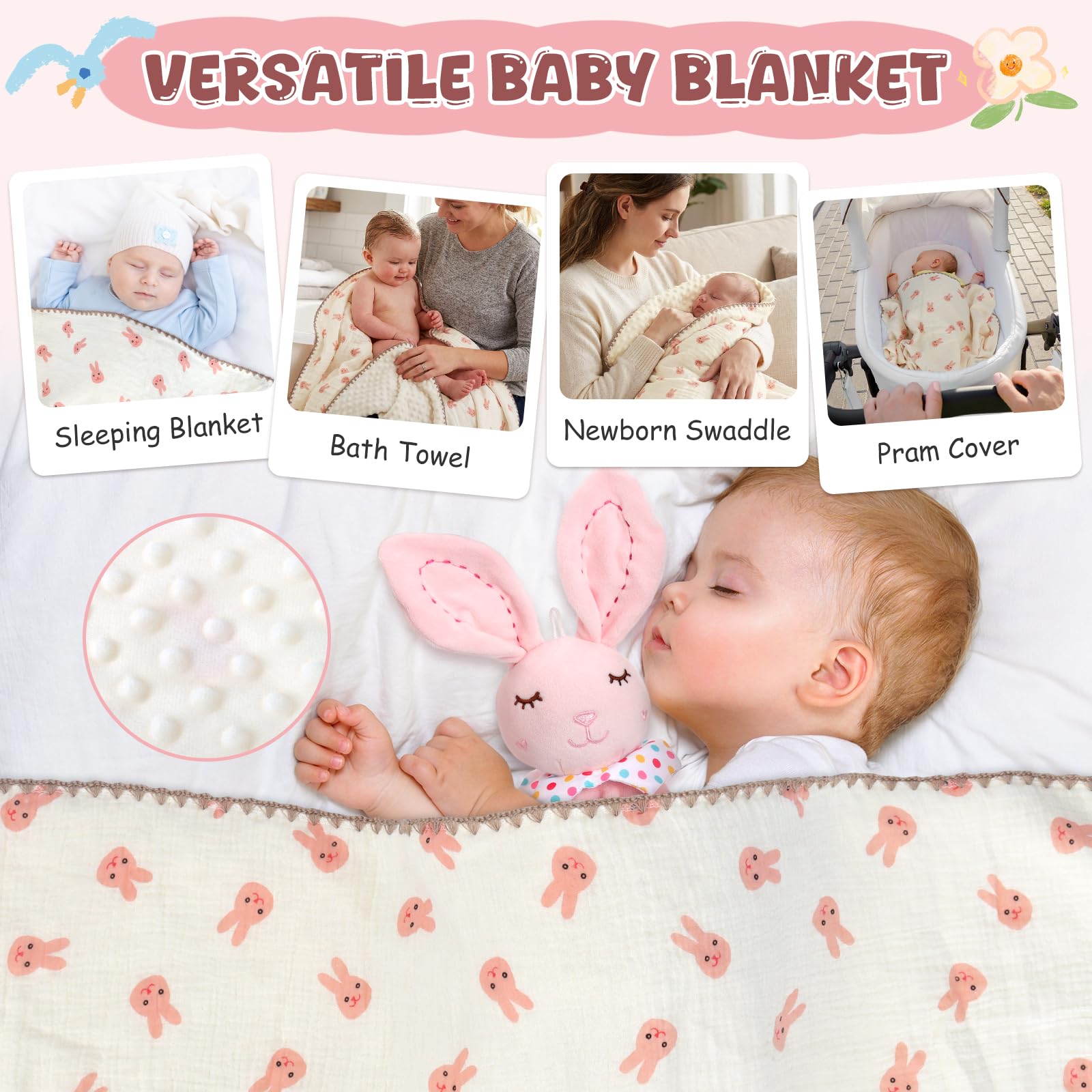 Regalo para recién nacidos, set de regalo para niñas, libro sensorial, manta para bebé, calcetines envolventes, sonajeros, baberos, tarjetas de hitos, regalo de nacimiento del bebé, fiesta de bebé