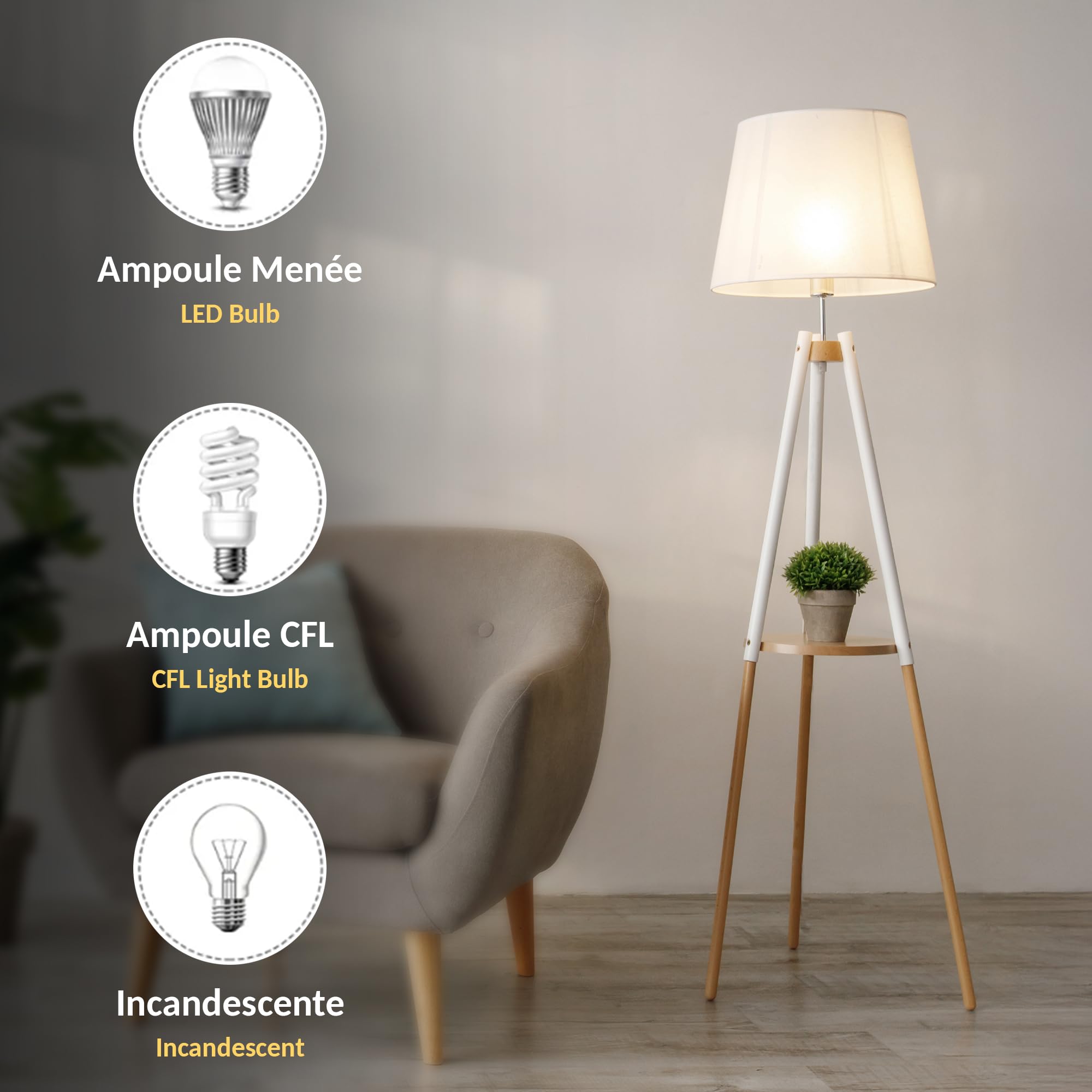 Kit interruptor de control inalámbrico ni batería con adaptador de enchufe E27 conectado, funciona con energía cinética, mando a distancia ON/OFF para lámpara bombilla LED, alcance 50 m, color blanco