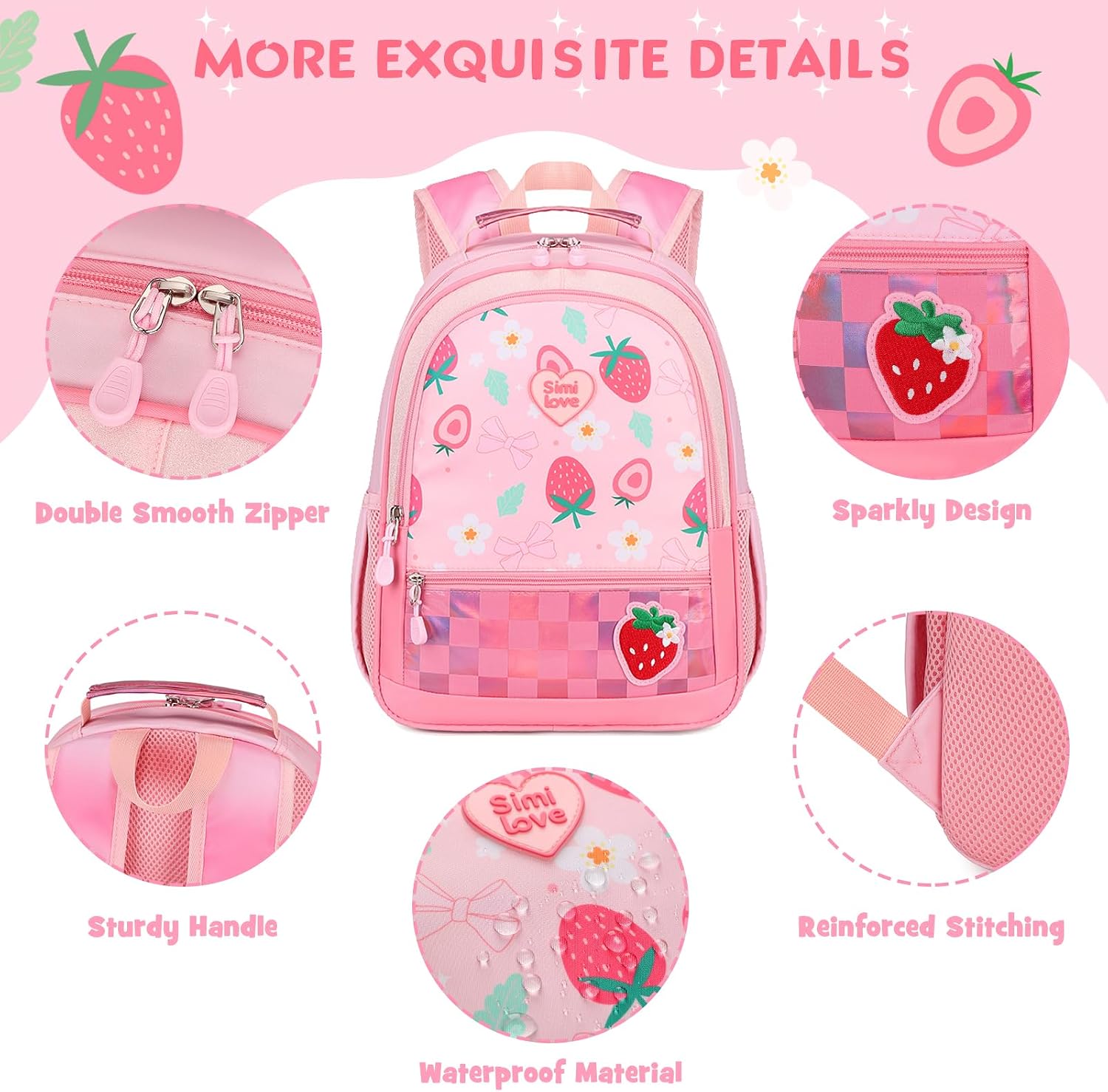 Kids Backpack for Girls 5-8, 4PCS Toddler Backpack with 13oz Kids Insulated Water Bottle, Lunch Box and Pencil Case, Girls Bookbag Schoolbag for Primary Kindergarten Elementary School