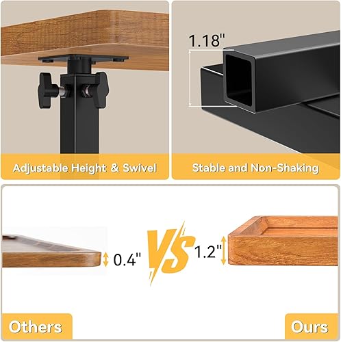 Miniatura 7 de Mesa C Mesa Auxiliar de Altura Ajustable, Mesa de Bandeja Giratoria de 360° para TV para Espacios Pequeños, Mesas de Sofá que se Deslicen Debajo,