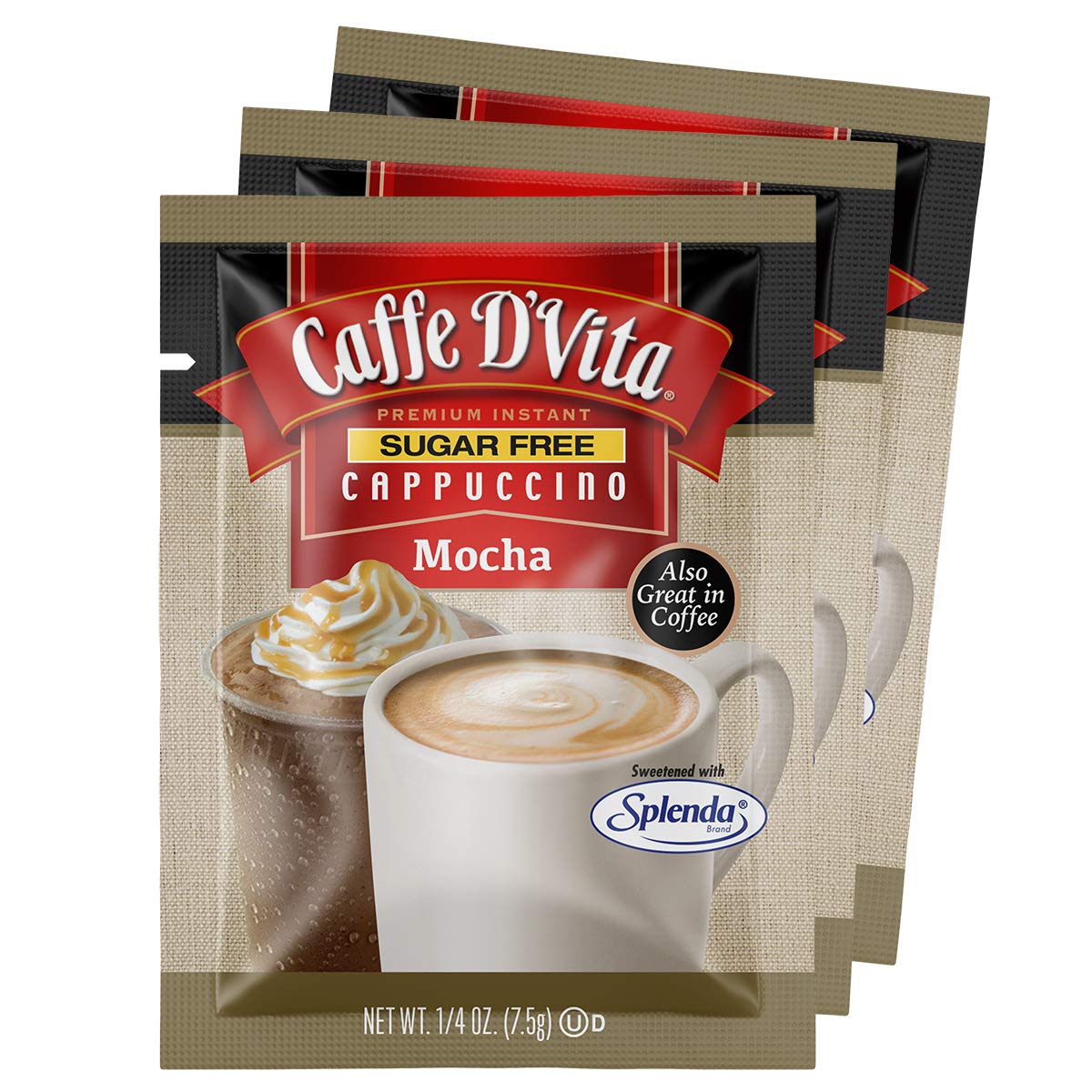 Caffe D'Vita French Vanilla Cappuccino Mix - Instant Cappuccino Mix, French Vanilla Instant Coffee, Gluten Free, No Cholesterol & Hydrogenated Oils, 99% Caffeine Free - Envelopes, 0.5 Oz (Pack of 24)
