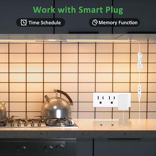 Miniatura 3 de maylit Luces para debajo del gabinete enchufables, 6 piezas de iluminación ultra fina de 12 pulgadas para debajo del gabinete, luces blancas cálidas