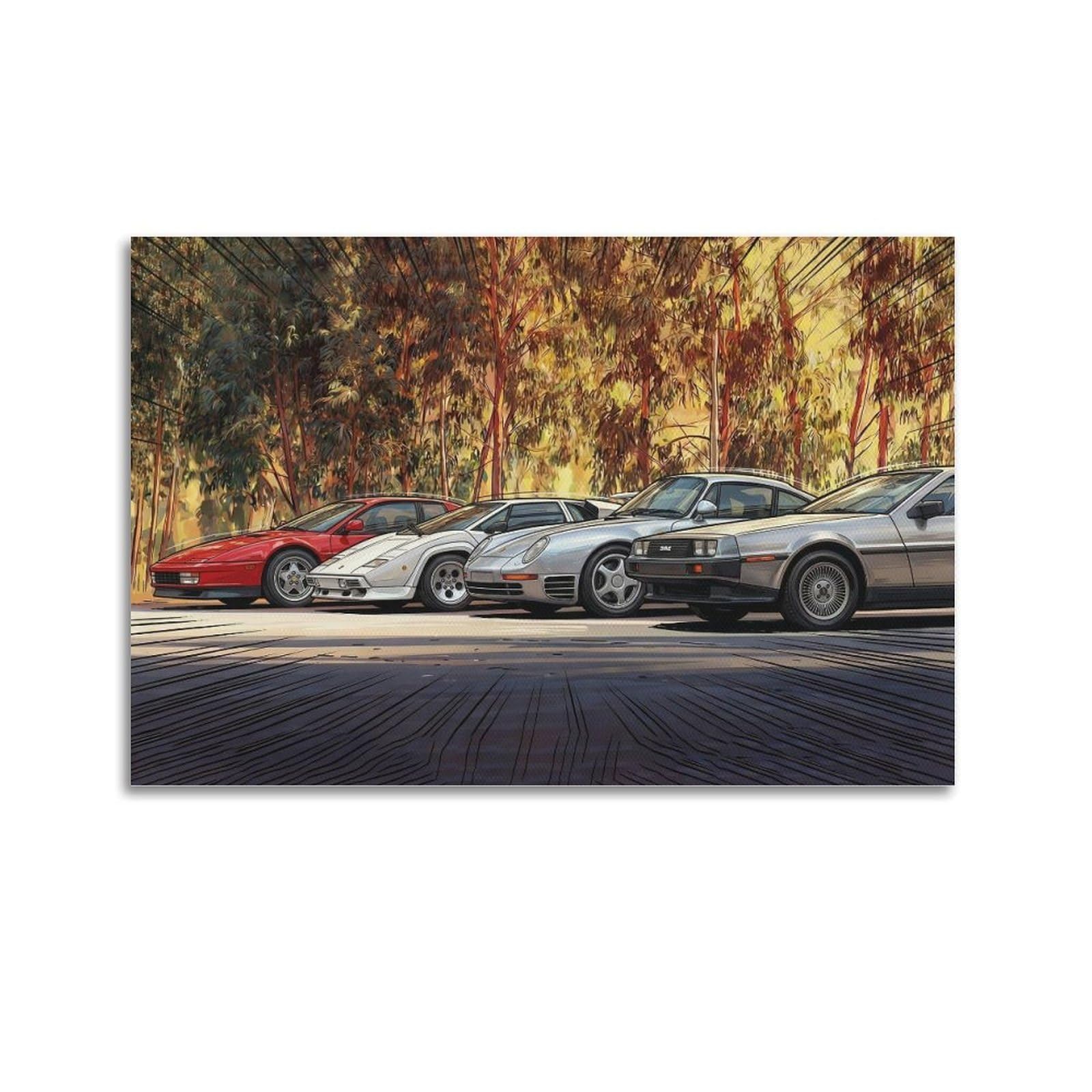 OKAHYS Testarossa Countach LP5000 959 Komfort DMC-12 Poster Modern Decorative Canvas Prints - Ideal Wall Art for Family, Man Cave, Game Room, Boys & Girls Bedroom 24x36inch(60x90cm)