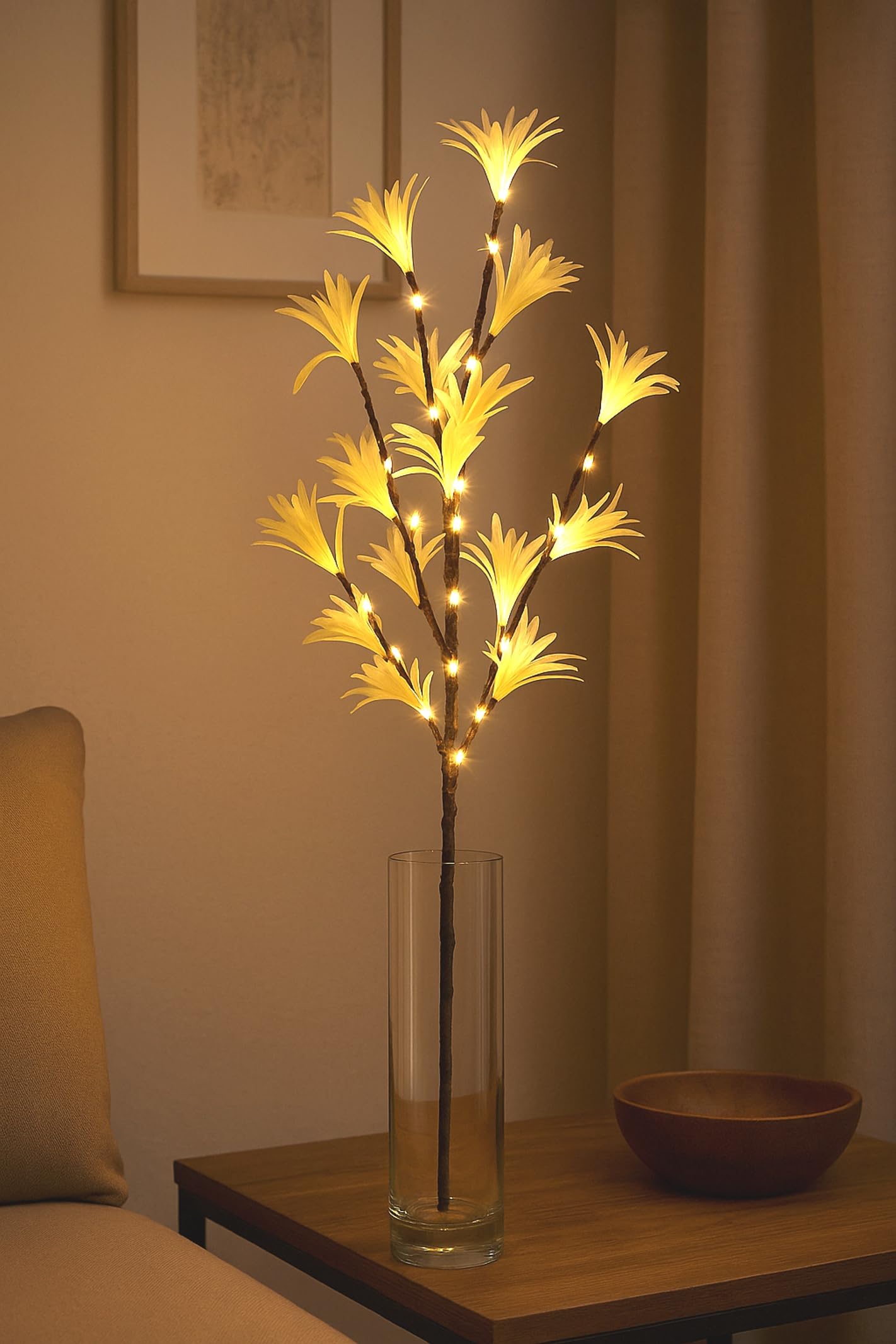 Branche de décoration LED dans le salon pour une ambiance cocooning