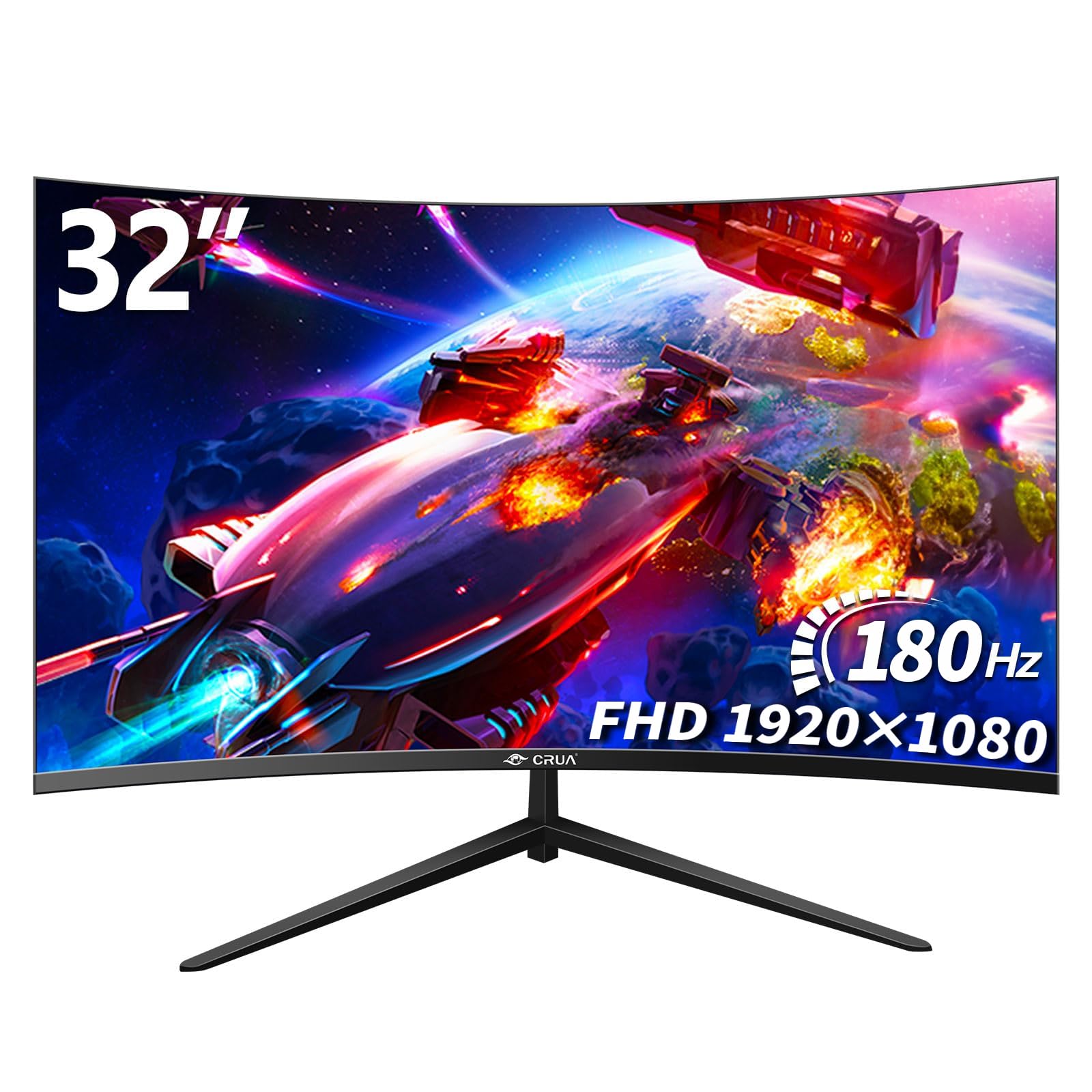 Moniteur Gaming Incurvé CRUA 27 Pouces - Full HD 1080p, 100Hz, 1500R, FreeSync, Technologie Soin Des Yeux - Ports HDMI/VGA, VESA
