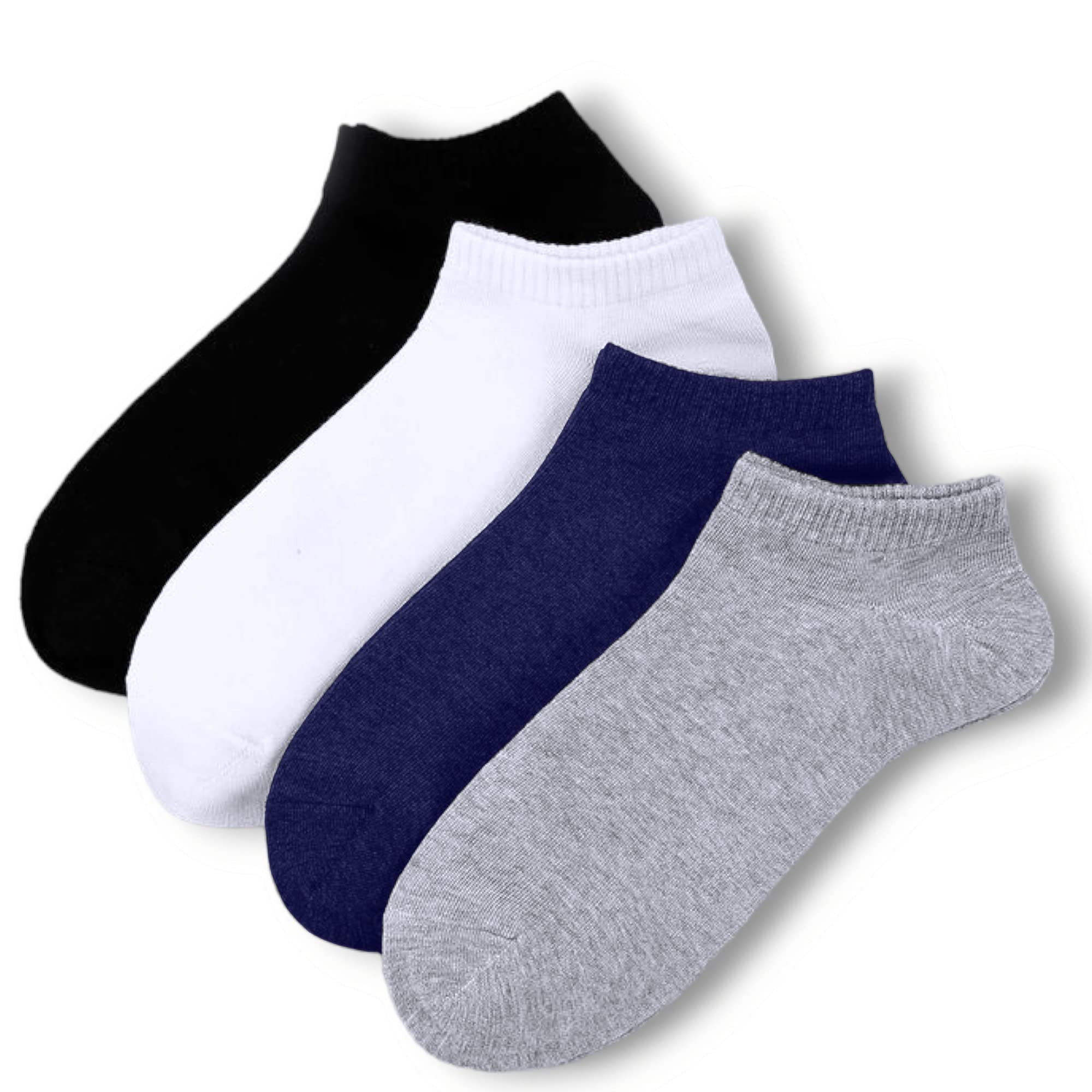 LEALDEALZCotton Ankle Socks for Men and Women - Pack of 4, Solid, Free Size