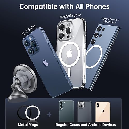 Miniatura 8 de SYNCWIRE Soporte magnético para teléfono MagSafe para automóvil, soporte magnético de Kevlar para el tablero del automóvil, rotación de 360, soporte