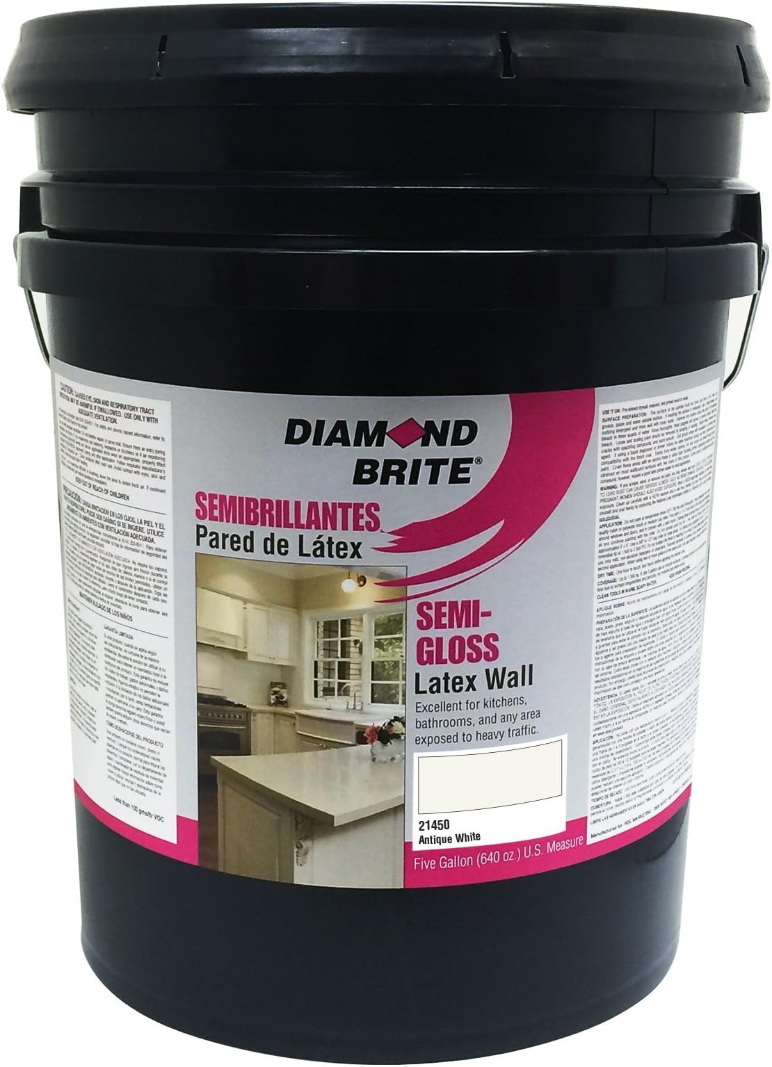 Diamond Brite Paint 21450 5 Gallon Semi Gloss Latex Paint Antique White House Paint Amazon Com