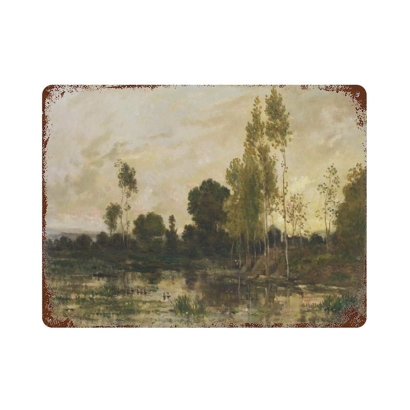xiaoxiaoshen Oil Paintings of Rural Farmhouses, Rustic Landscapes Wall Decor Art Metal Tin Poster Modern Home Decor Art Home Bar Shop Decorations Vintage Sign 30x40cm