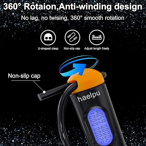 Miniatura 3 de Cuerdas de saltar con contador digital ajustable con contador de velocidad ponderada con círculos de temporizador de calorías de peso para