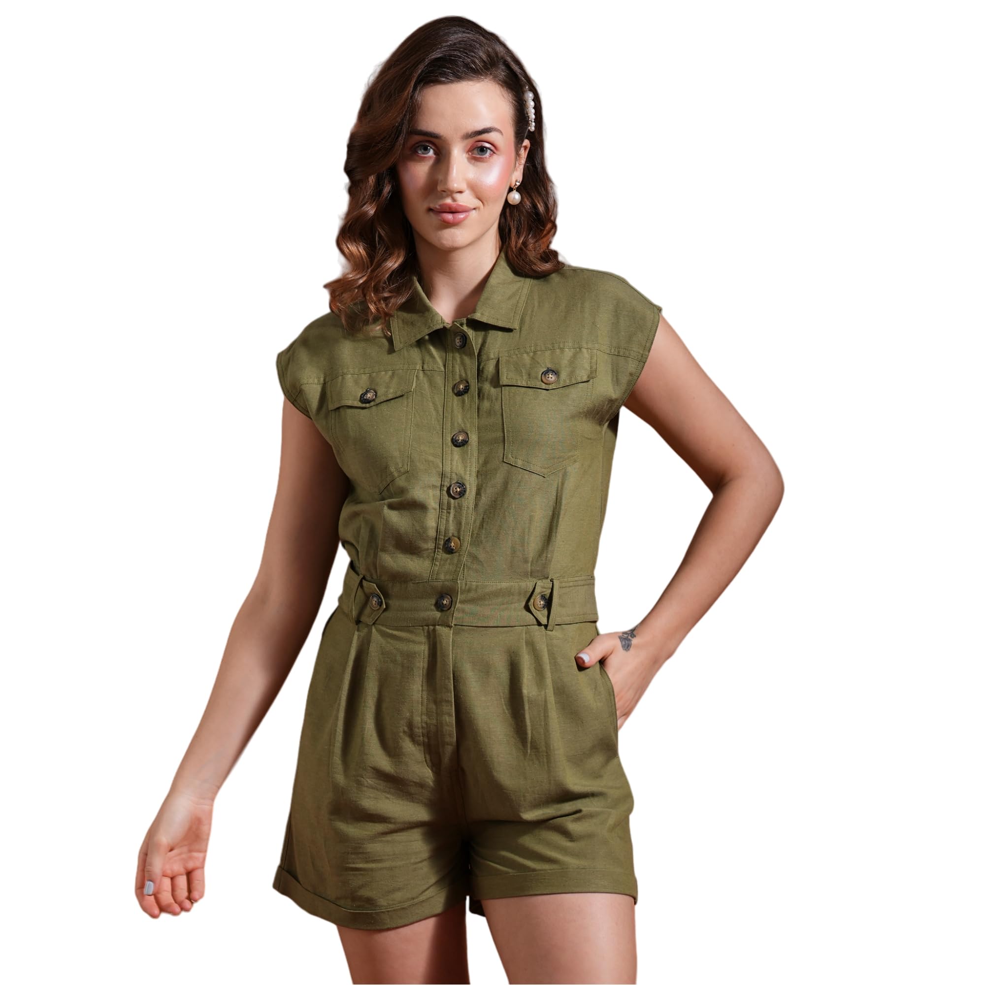 globus Women Jumpsuit (GS565647_Olive_XS)-picture-51