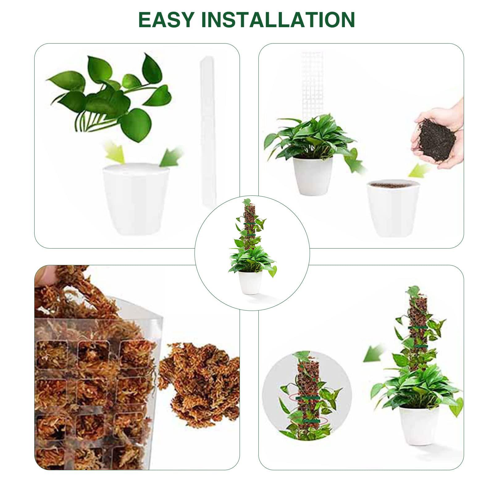 Tuteur Monstera, Tuteur Plante, 6 pcs Aide à l'escalade Monstera, Moss Pole en Plastique, Poteaux de Mousse en Plastique pour Maison Jardin de Support de Plante
