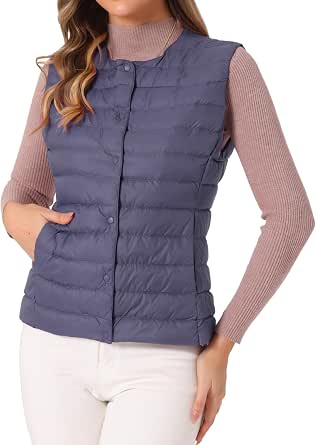 Allegra K Chaleco Acolchado Para Mujer Sin Mangas Ligero Con allegra-k-chaleco-acolchado-para-mujer-sin-mangas-ligero-con