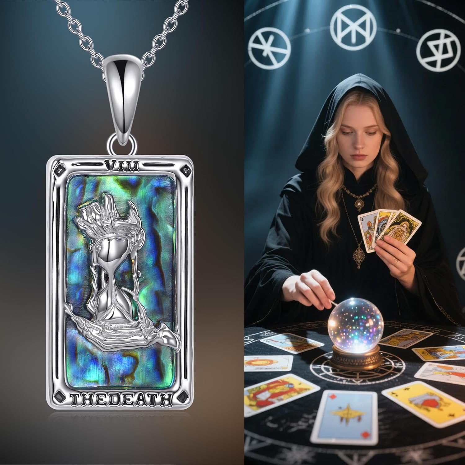 Tarot Card Necklace Sterling Silver Tarot Pendant Jewelry Gifts for Women