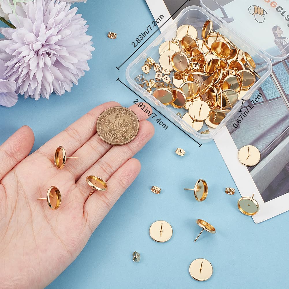 Castoni Per Orecchini In Oro 18K - 50 Pezzi Con Vassoio E Supporti - Per Creazioni Bijoux E Cabochon - Diametro 10 Mm - Foto 6