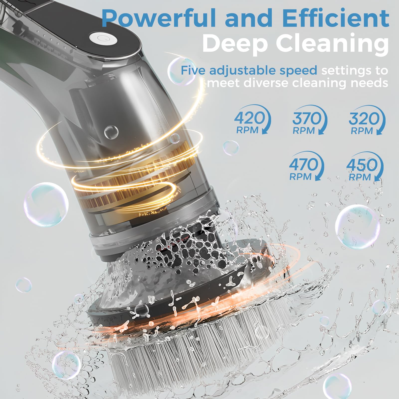 Cepillo Electrico Limpieza Hogar 9 en 1, Fregadora Giratoria Eléctrica con 9 Cabezales Intercambiables, 5 Velocidades Ajustables, IPX6 Impermeable, Mango Extensible Ajustable para baño, Cocina