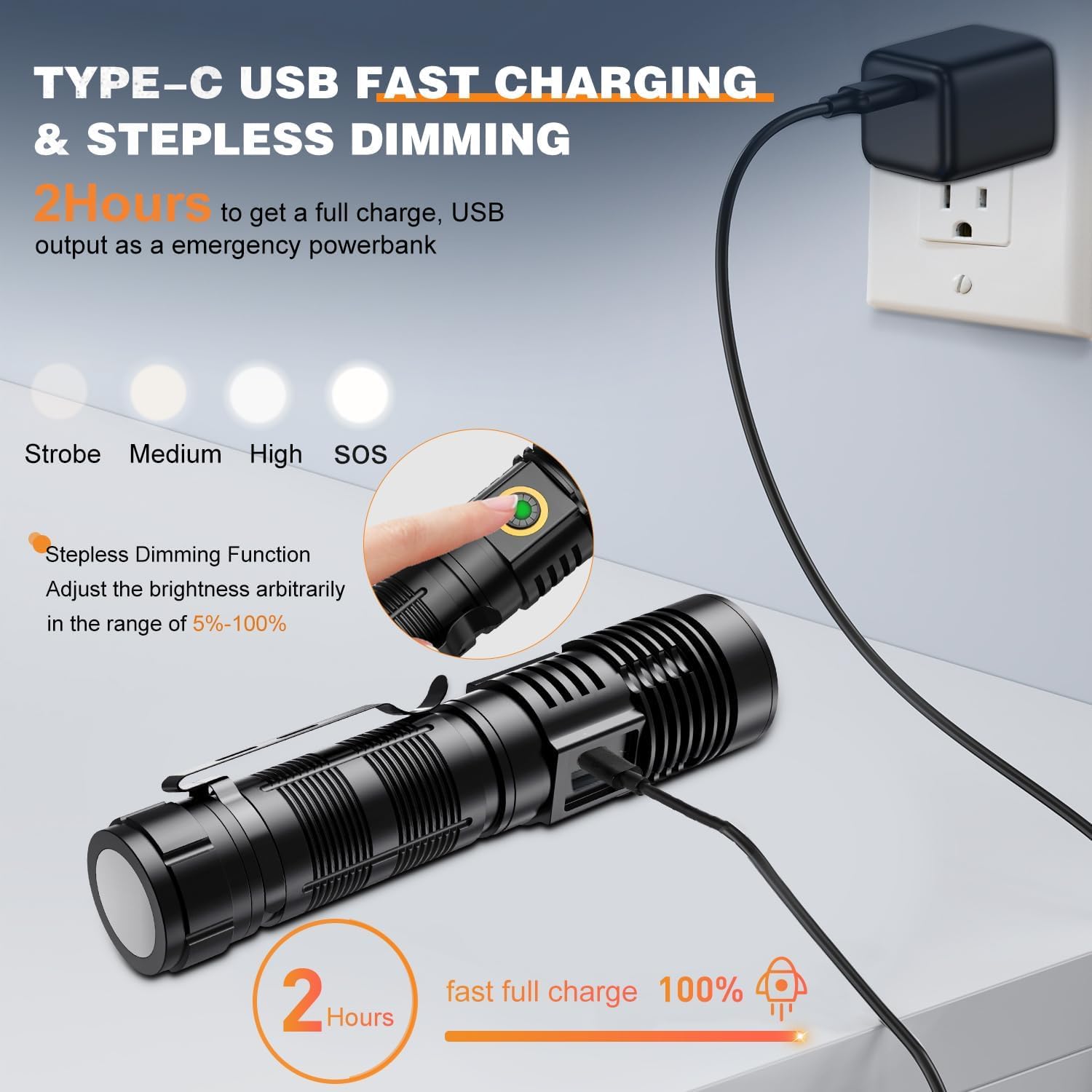 Linternas LED recargables de 20000 lúmenes altos, 1500 metros de largo haz de luz súper brillante, linterna magnética LED con zoom USB, 5 modos, linterna pequeña de haz largo para senderismo, camping
