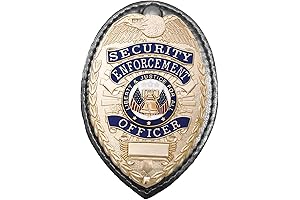 Security Officer Costume Badge, Enameled & Plated, Pin Catch Design, 3-1/8", Nickel-Brass Shield Badge