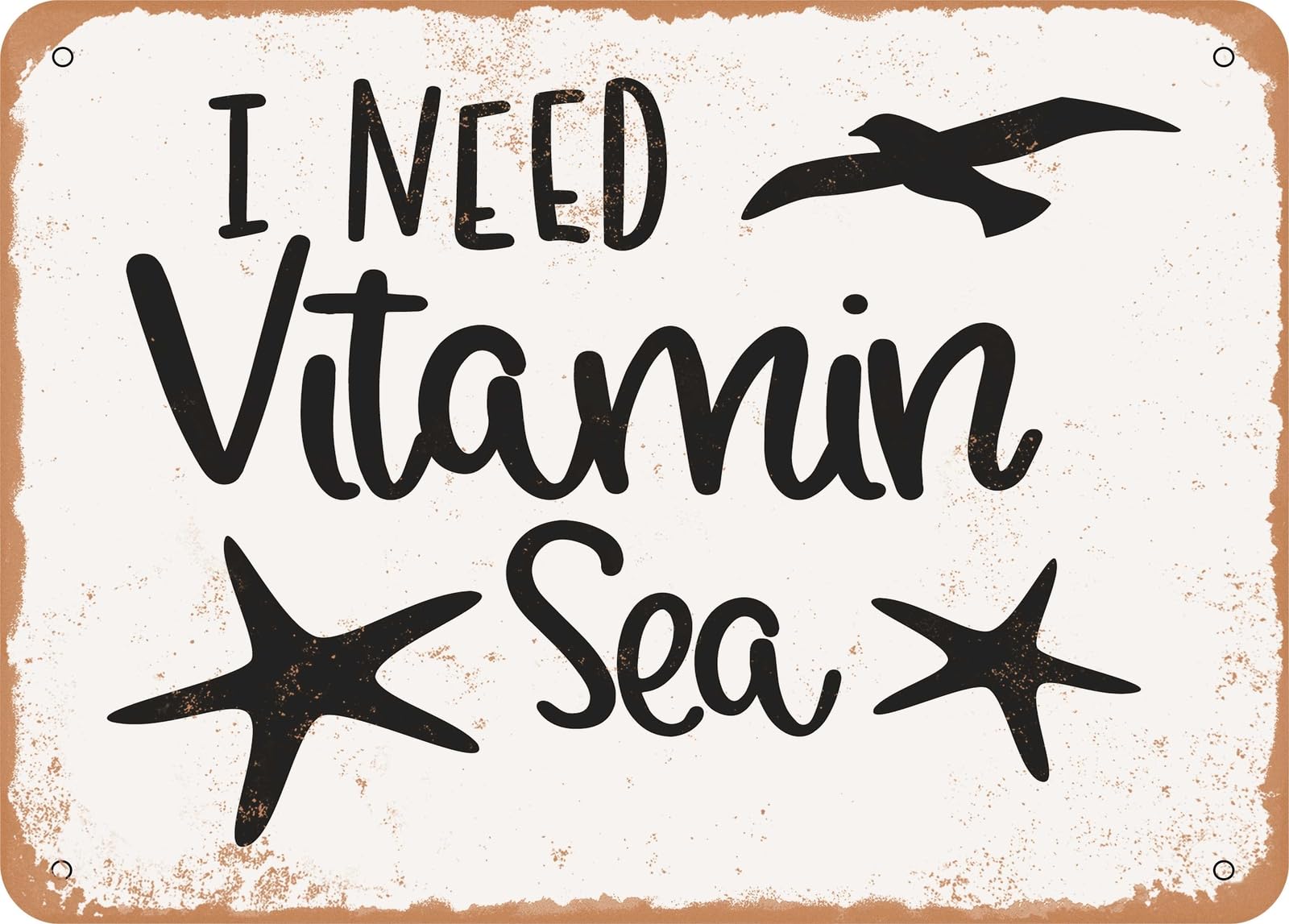 Miaomansenstore Metal Sign - I Need Vitamin Sea - 4 - Vintage Rusty Look Sign Home Decor