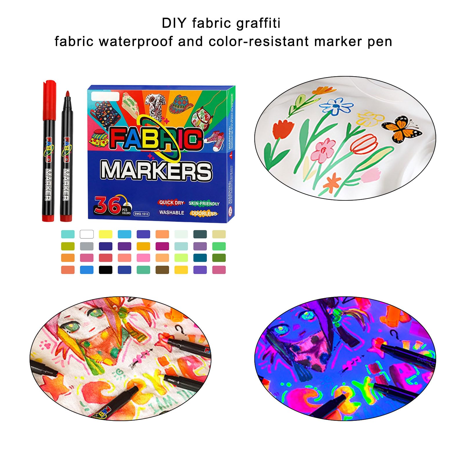 Pennarelli indelebili per tessuti, punta in colori assortiti per vestiti, magliette, penne artistiche permanenti per tessuti