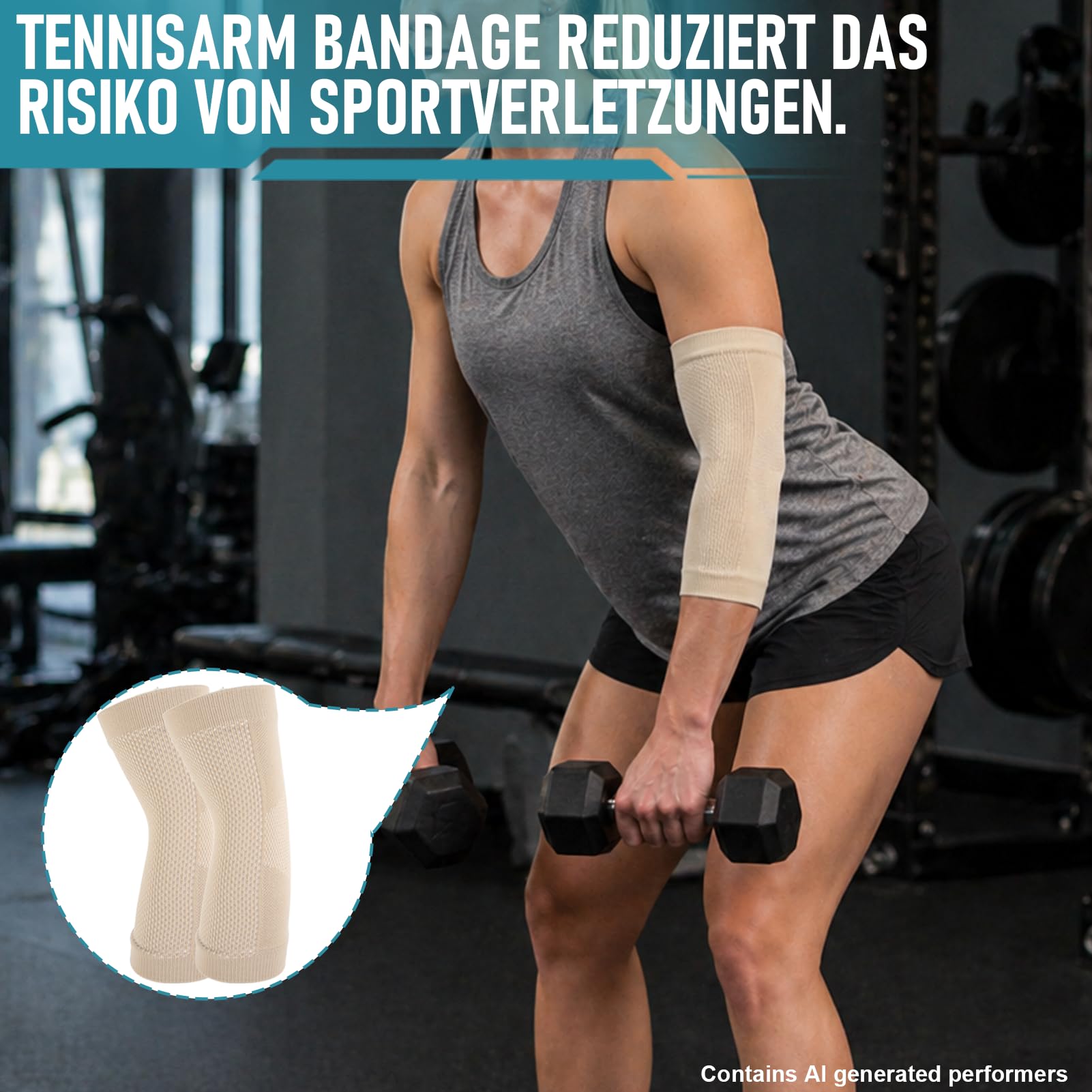 2 PCS Ellenbogenbandage, Kompression Ellenbogen Bandage, Ellenbogenschoner Damen Herren für Sport, Arthritis, Sehnenentzündung, Ellenbogen Sportverletzungen (Hautfarben, L)