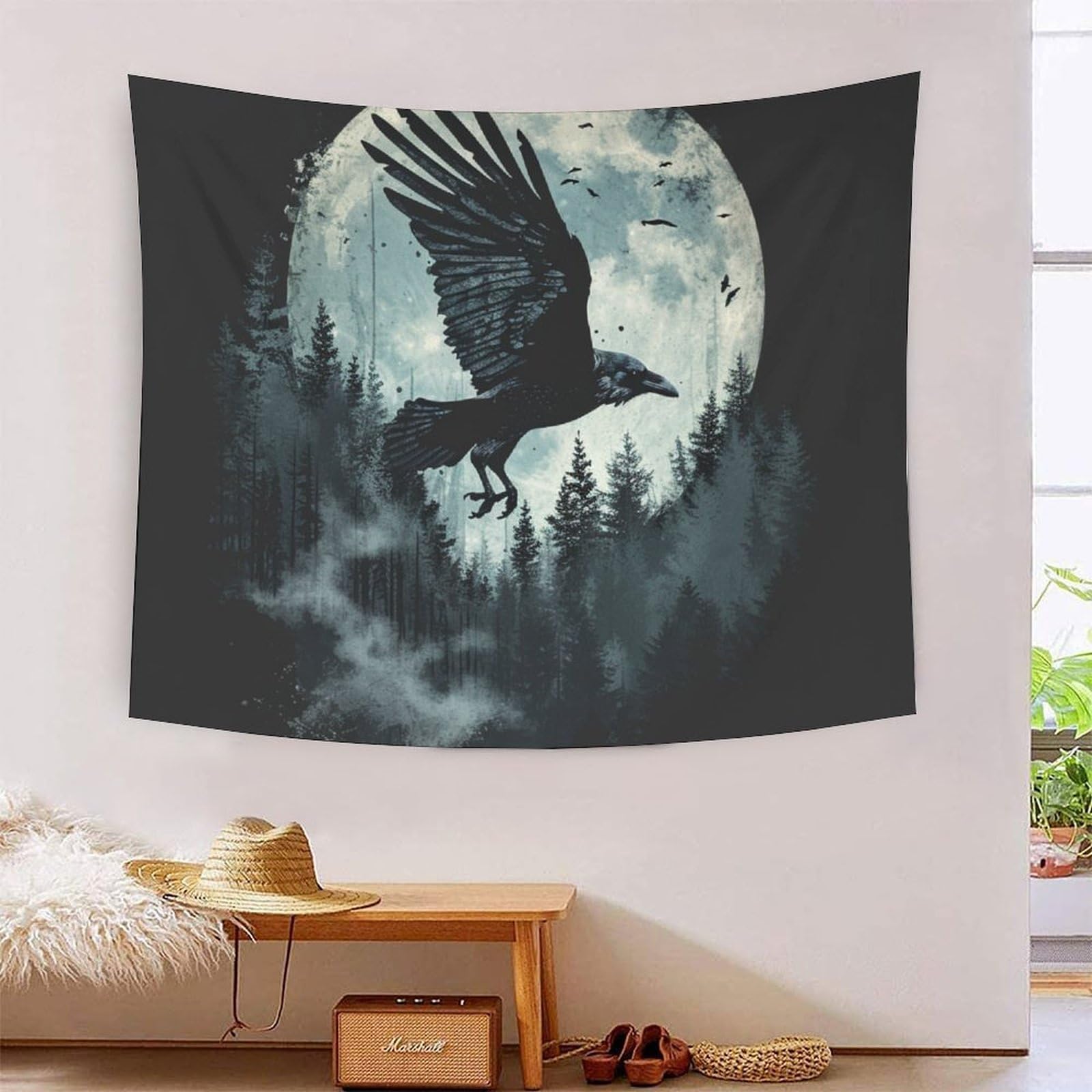 Kayztgsda Style-7 Crow Tapestry Wall Tapestry Wall Hanging For Bedroom Living Room, Dorm & Room Decor 180Cmx230cm