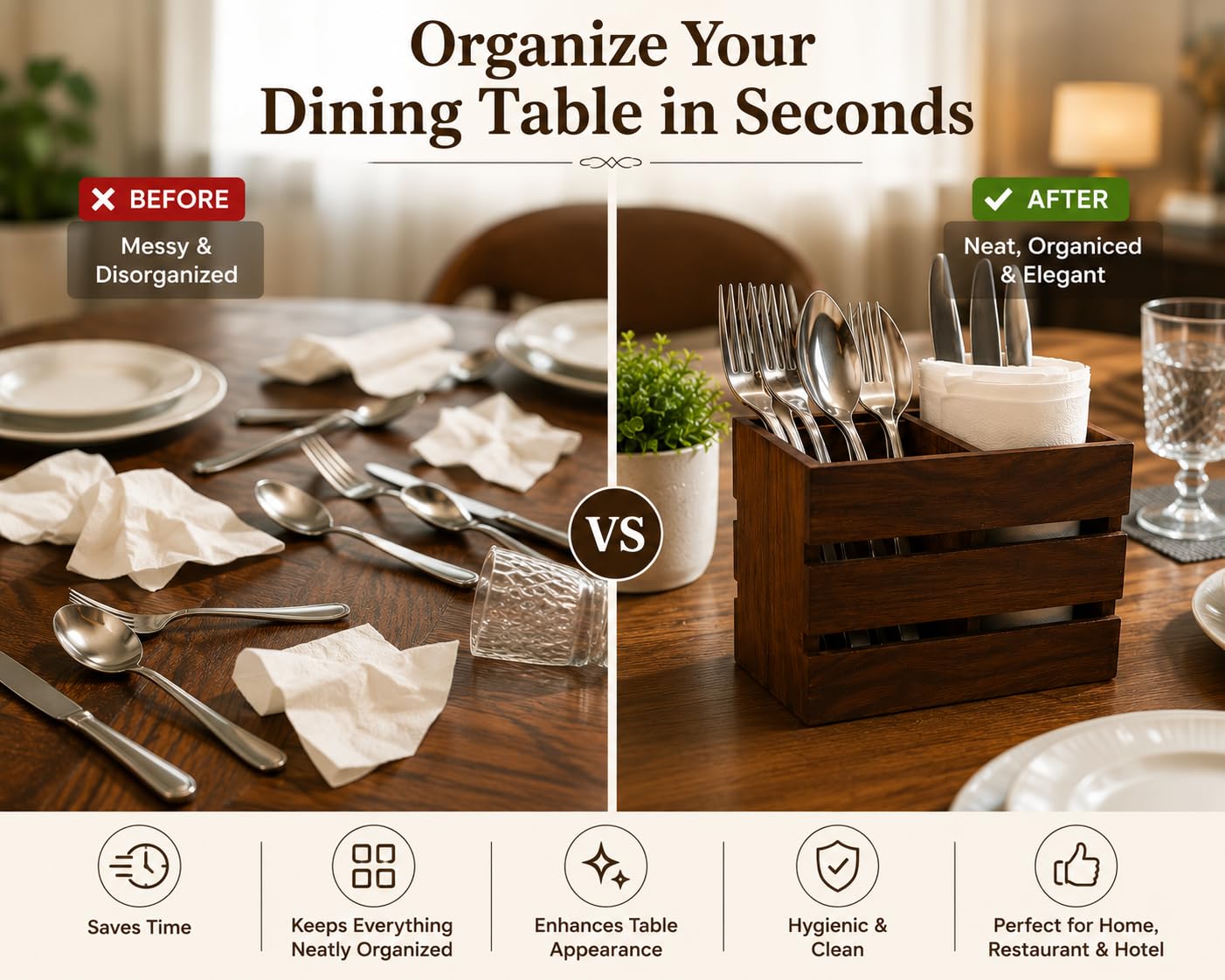 Wooden Spoon Holder - Cutlery Rack for Dining Table -5 Wooden Spoon Holder - Cutlery Rack for Dining Table -5