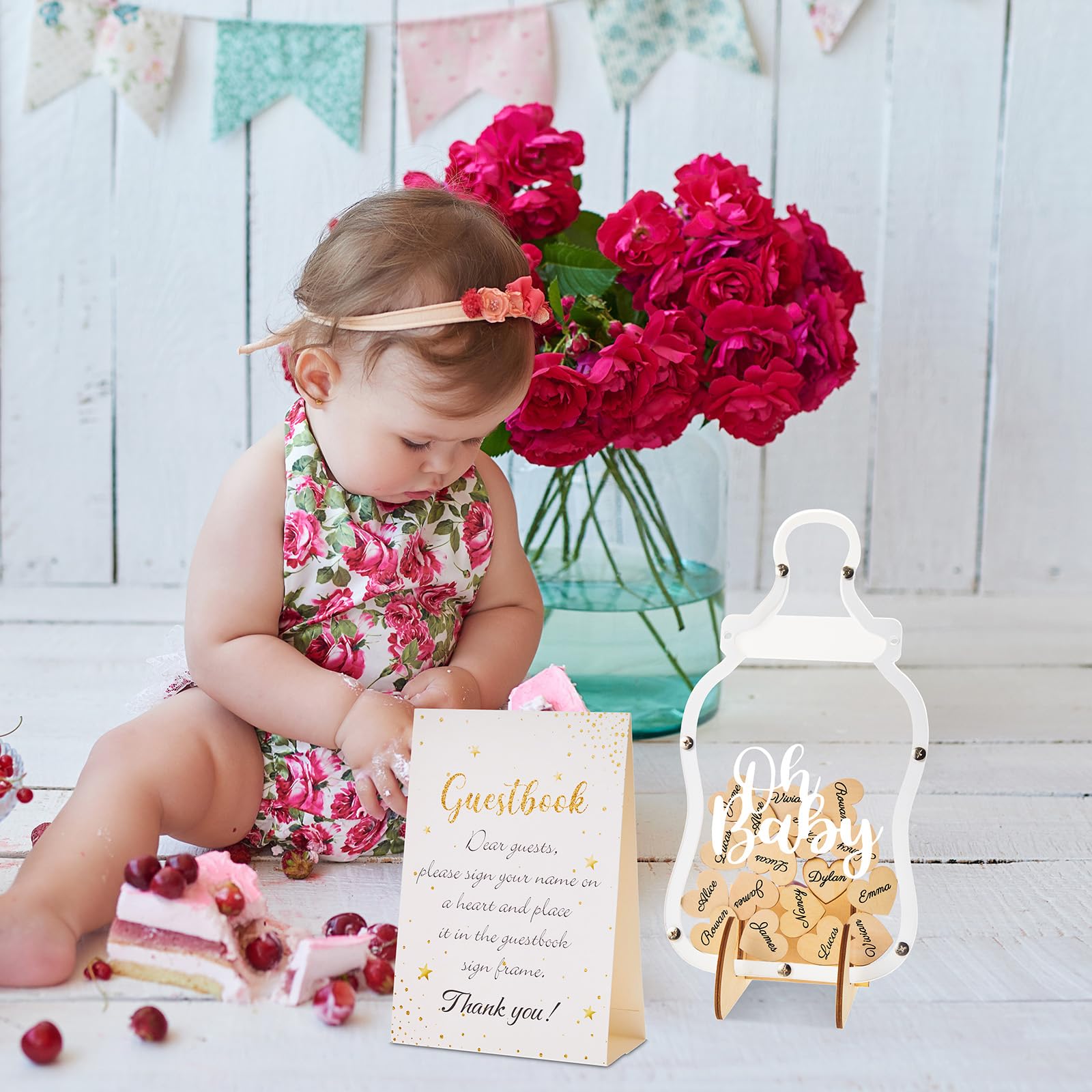 Amyhill Babyparty Gästebuch-Alternative – DIY-Set Mit Bilderrahmen & 60 Karten Für Geschlechtsoffenbarung