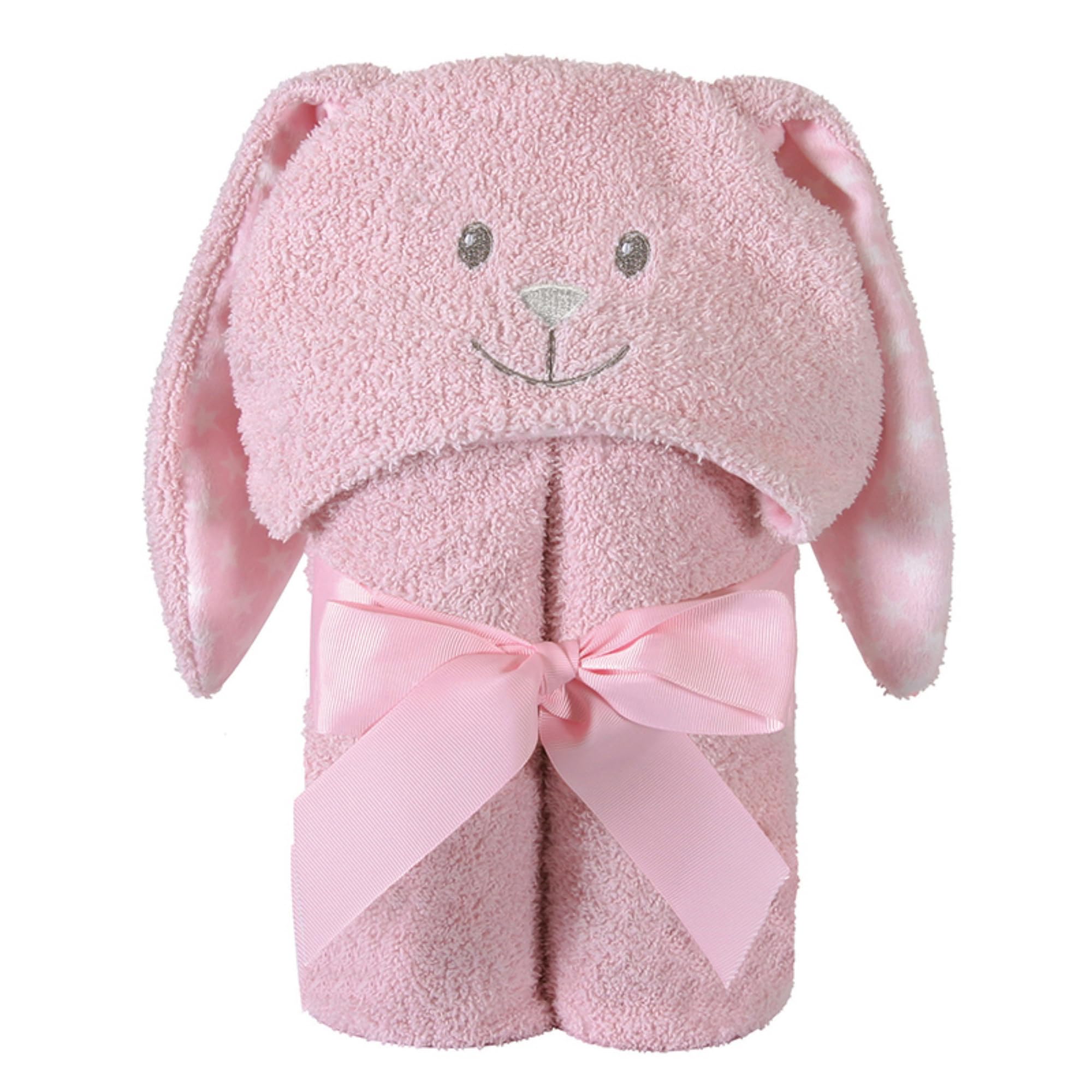 Stephan Baby toalla de felpa con capucha de baño, rosa bunnie, 0-24 meses