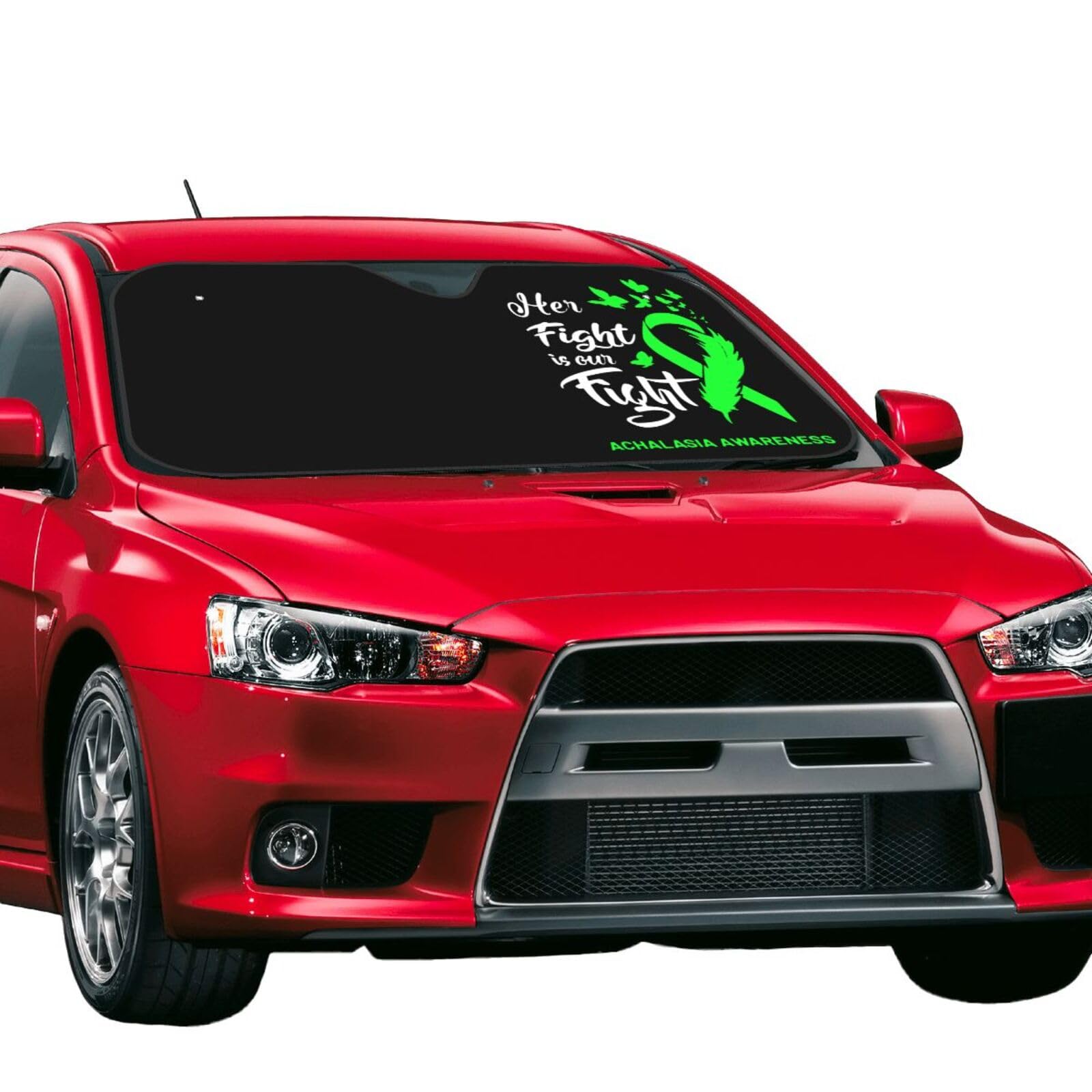 OKLRYNBV Windshield Sun Shade for Car Durable Bubble Aluminum Film Material Her Fight is Our Fight Achalasia Awareness Car Sun Visor, Small, Black