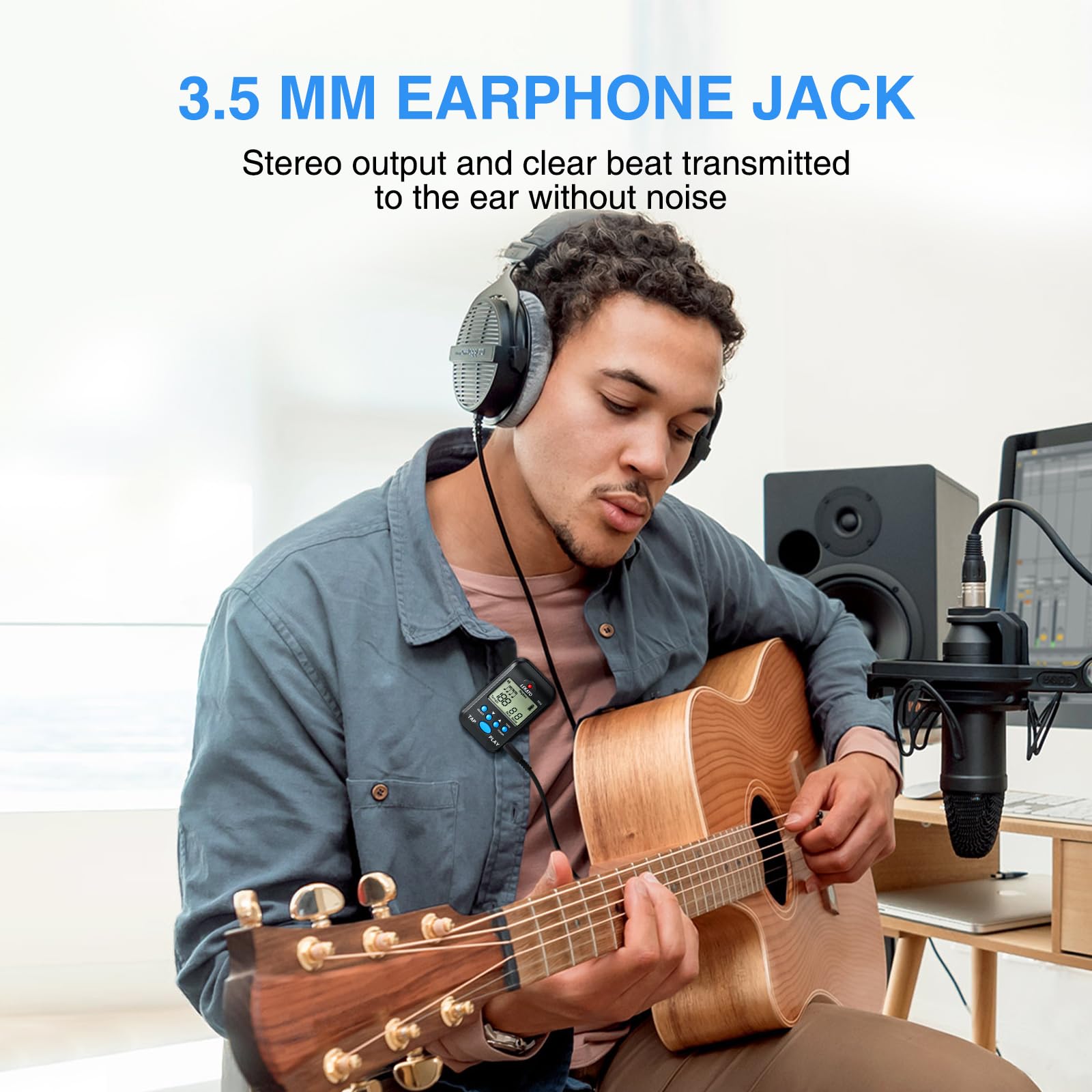 Mini metrónomo digital, metrónomo electrónico LEKATO con batería recargable, portátil, multifuncional, clip, ritmo de ritmo, adecuado para guitarra, piano, violín, batería (negro)