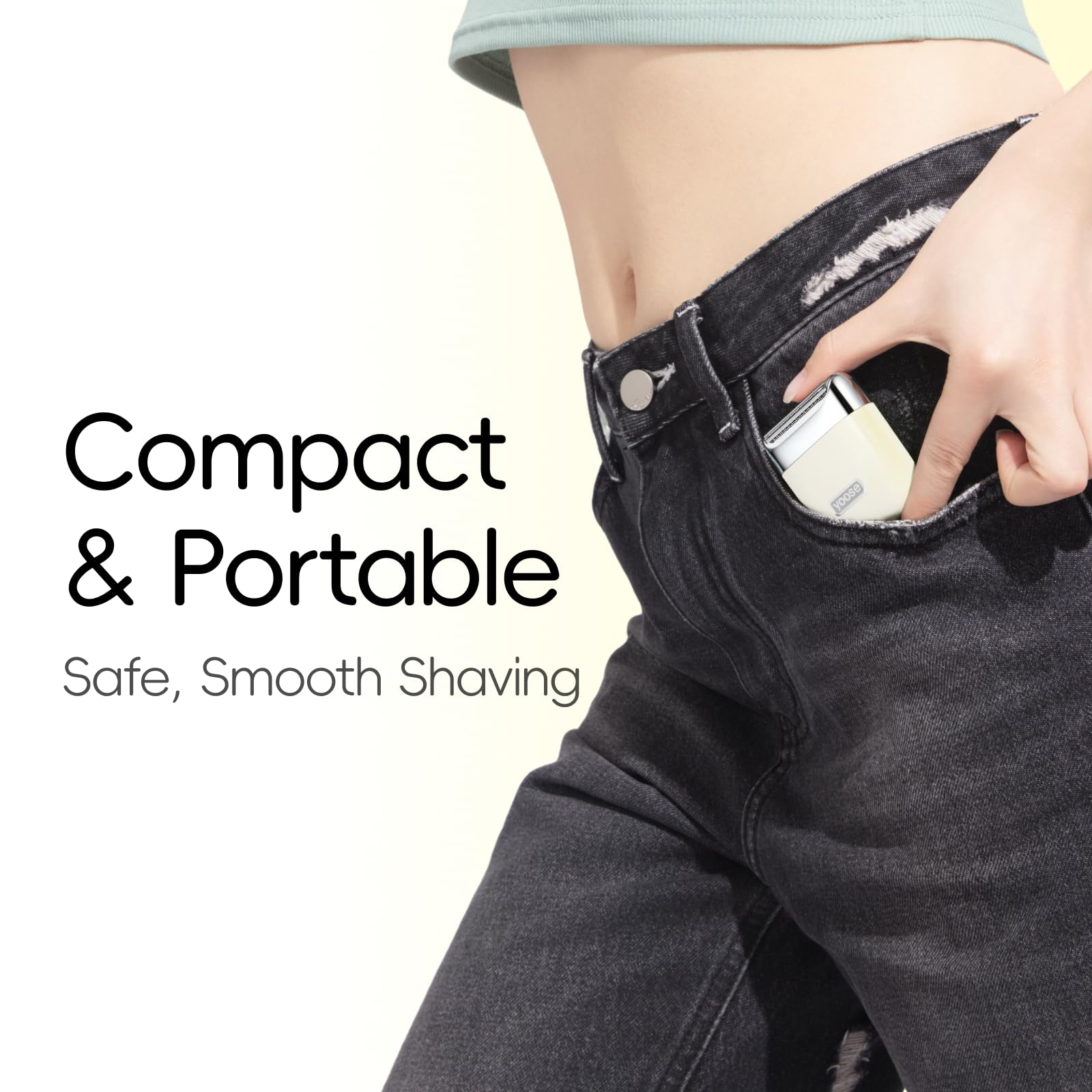 yoose Rasoi elettrici da donna, IPX7, in lega, per bikini, per donne (USB-C, pettine trimmer, modalità multi rasatura), formato portatile, bianco porcellana
