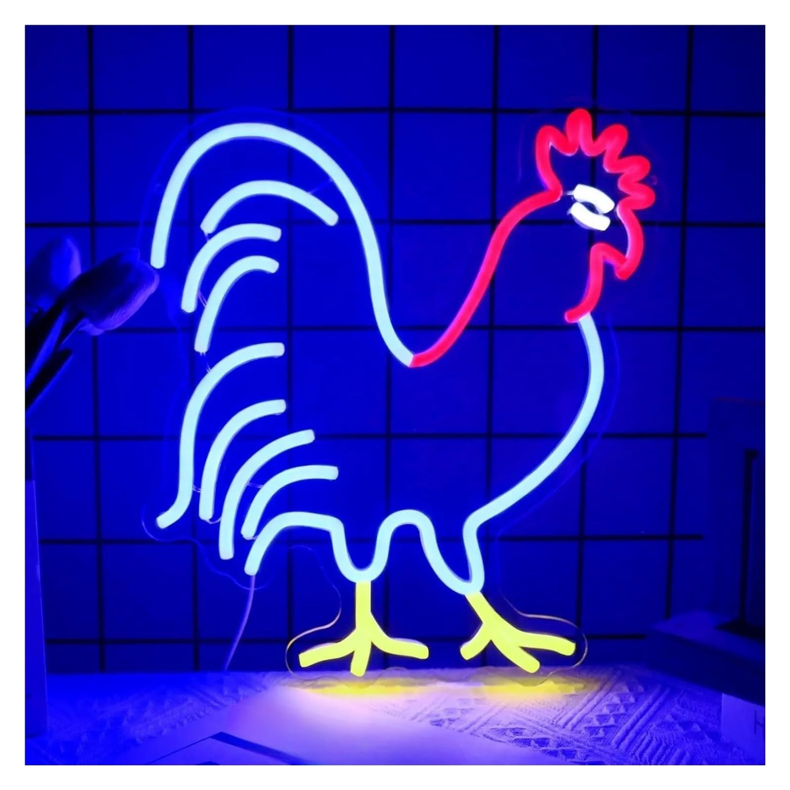 lampe au néon Lampe LED à intensité variable en forme de coq pour enseigne au néon pour mur salle fête magasin club bar